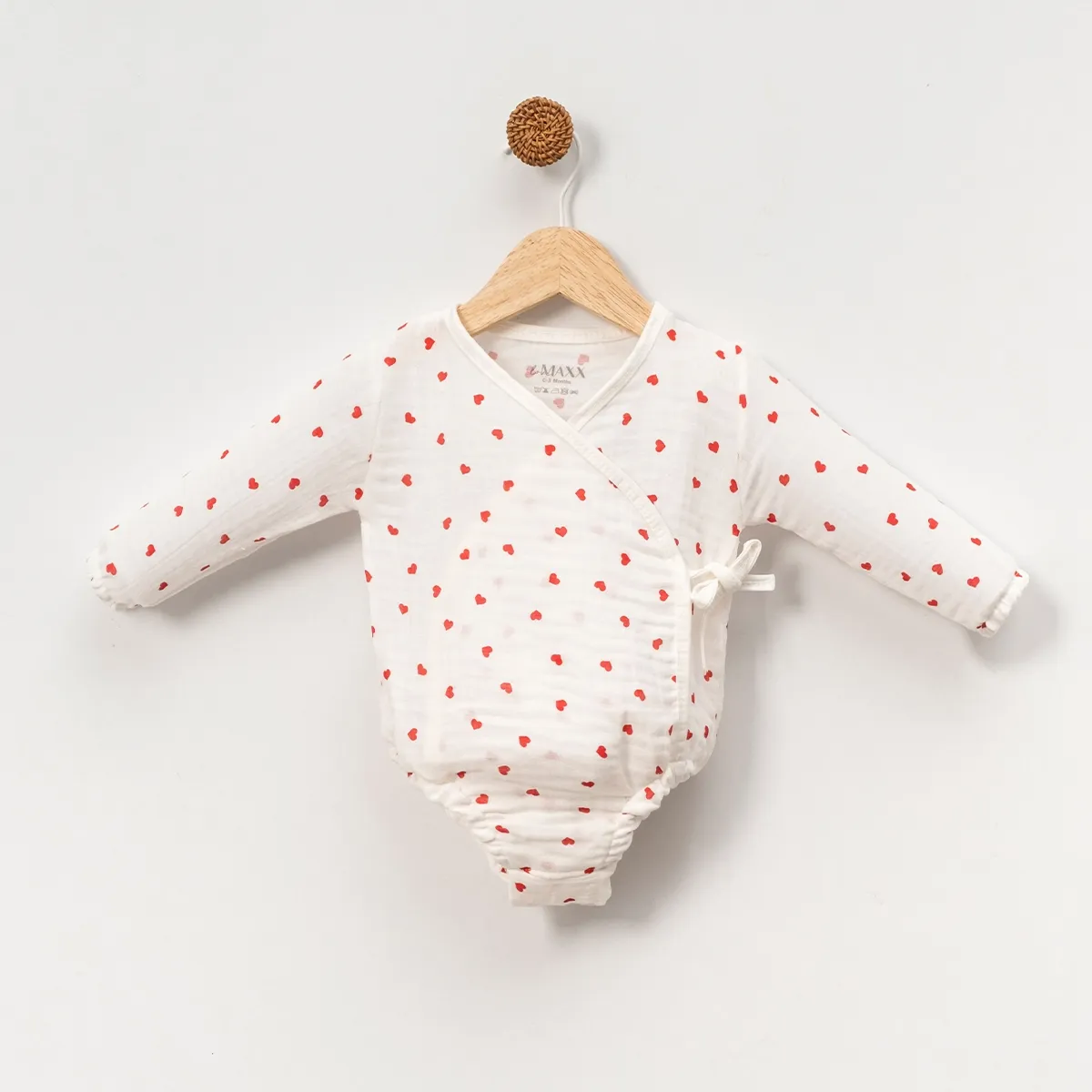 Baby Romper — Muslin, Heart motif — 0/3-3/6-6/9 months — 1006LV