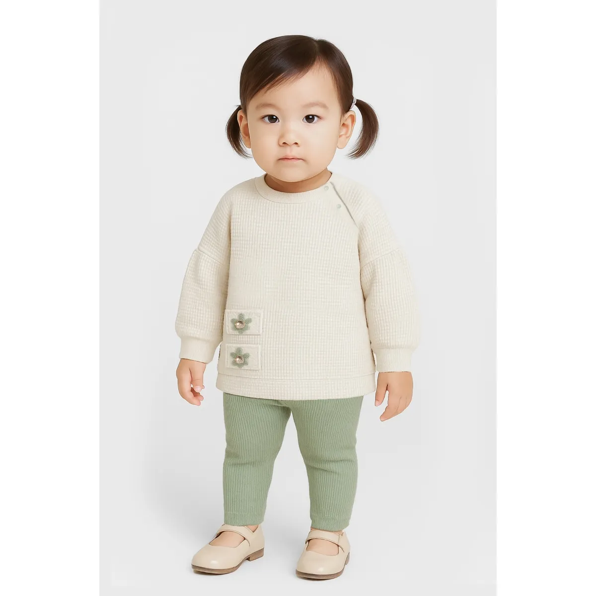 Girls' Outfit Set — Jacquard, White — 9-24 months — 2461BB