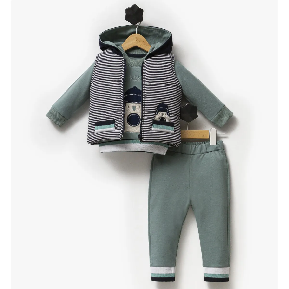 Boys' Outfit Set — Stripes — Set pieces: 3 — 9-12-18 months — 5149HP