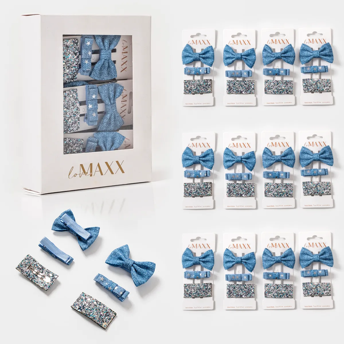 Baby Hats, Headbands, Bow Ties & Hair Clips — Denim — Set pieces: 3 — 10006LV