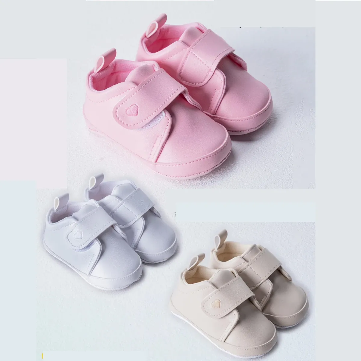 Baby Booties — Embroidery, Heart motif — 18-19 size — 4075Cİ