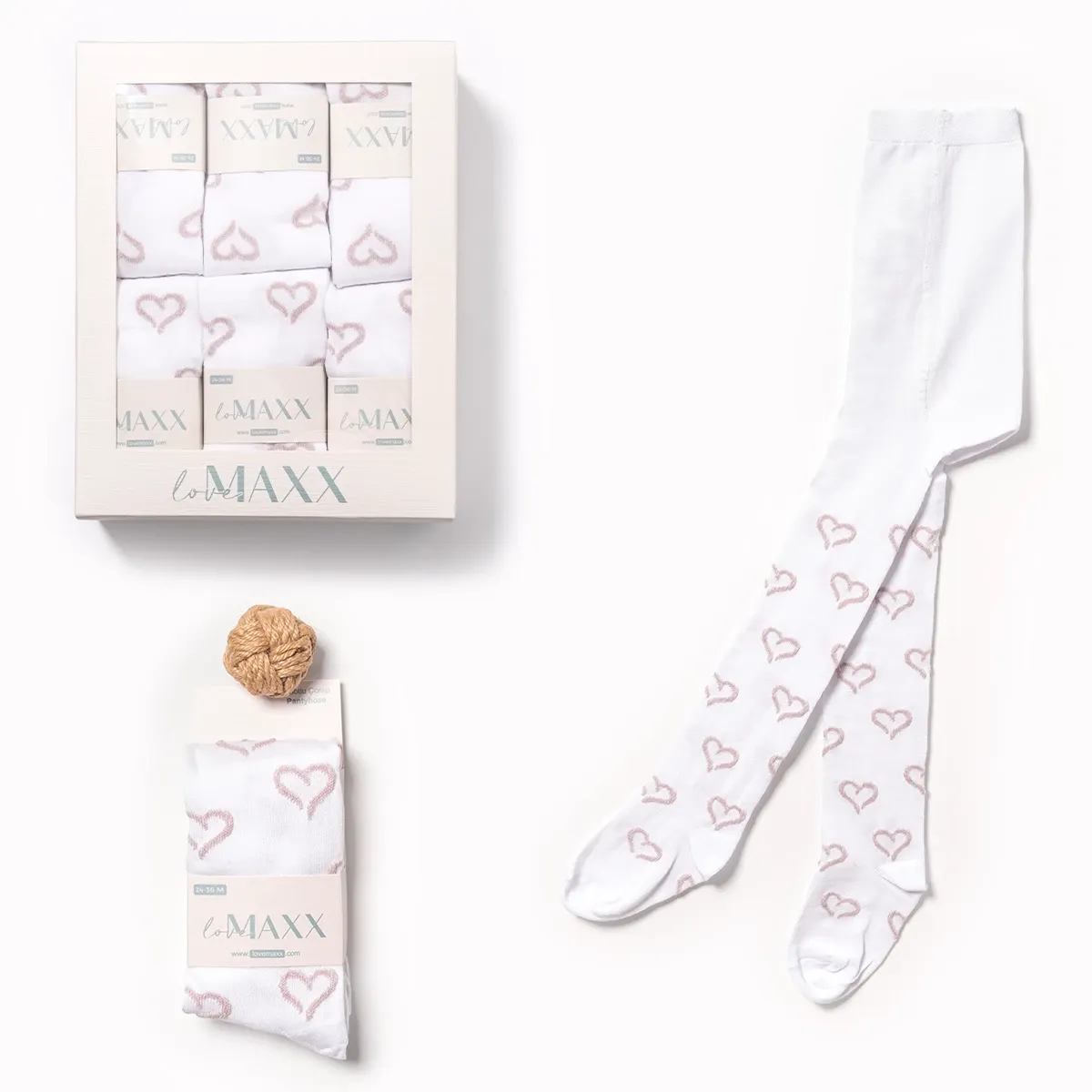 Baby Socks — Heart motif — Set pieces: 12 — 0-36 months — 7032LV