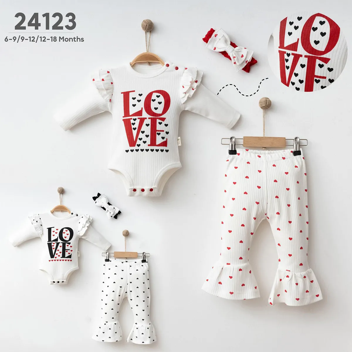 Girls' Outfit Set — Heart motif — Set pieces: 3 — 9-12-18 months — 24123CY