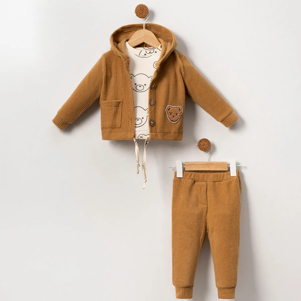 Boys' Outfit Set — Embroidery, Bear motif — 6-9-12-18 months — 810PS