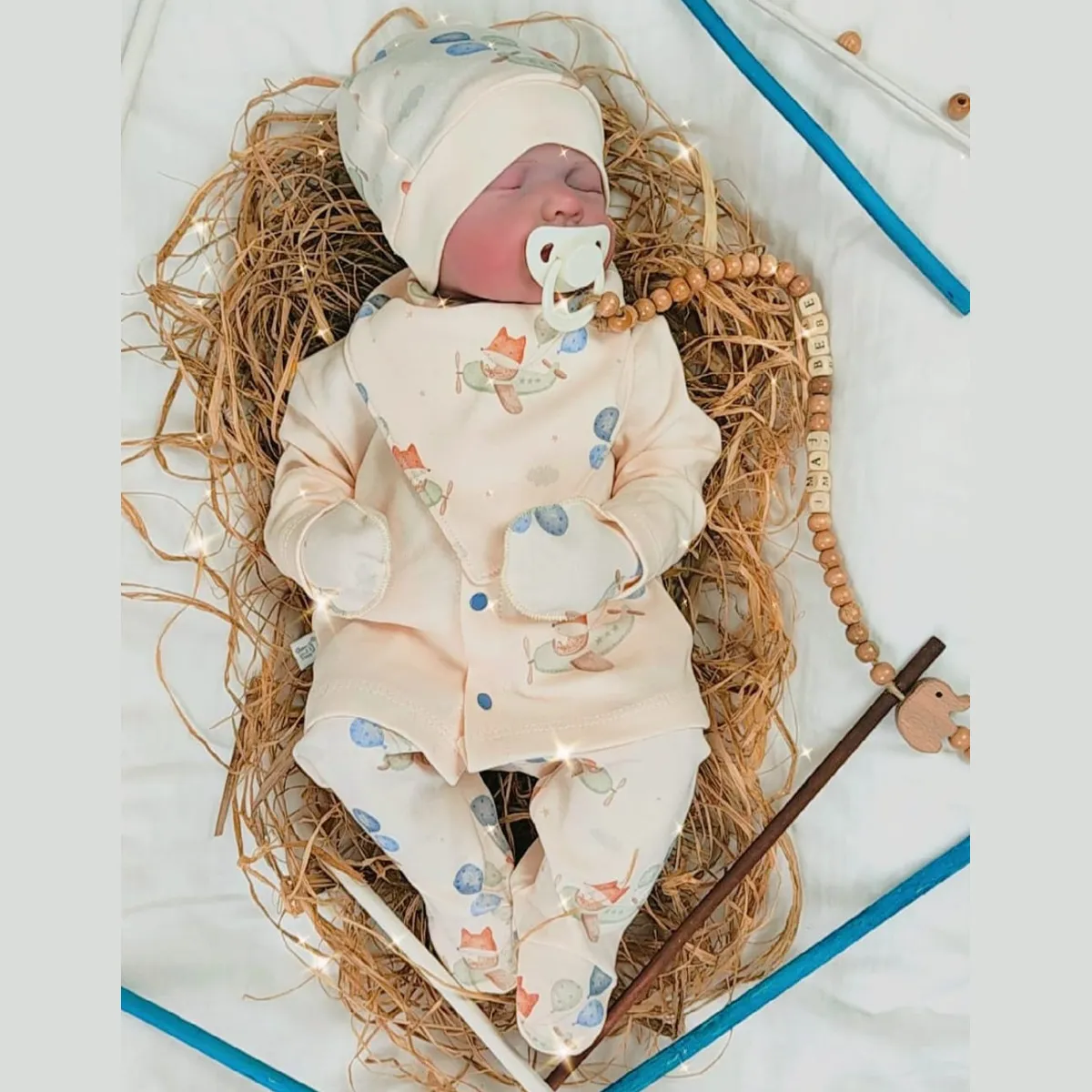 Newborn Going-Home Set — Fox motif — Set pieces: 5 — 0-3 months — 5112İM