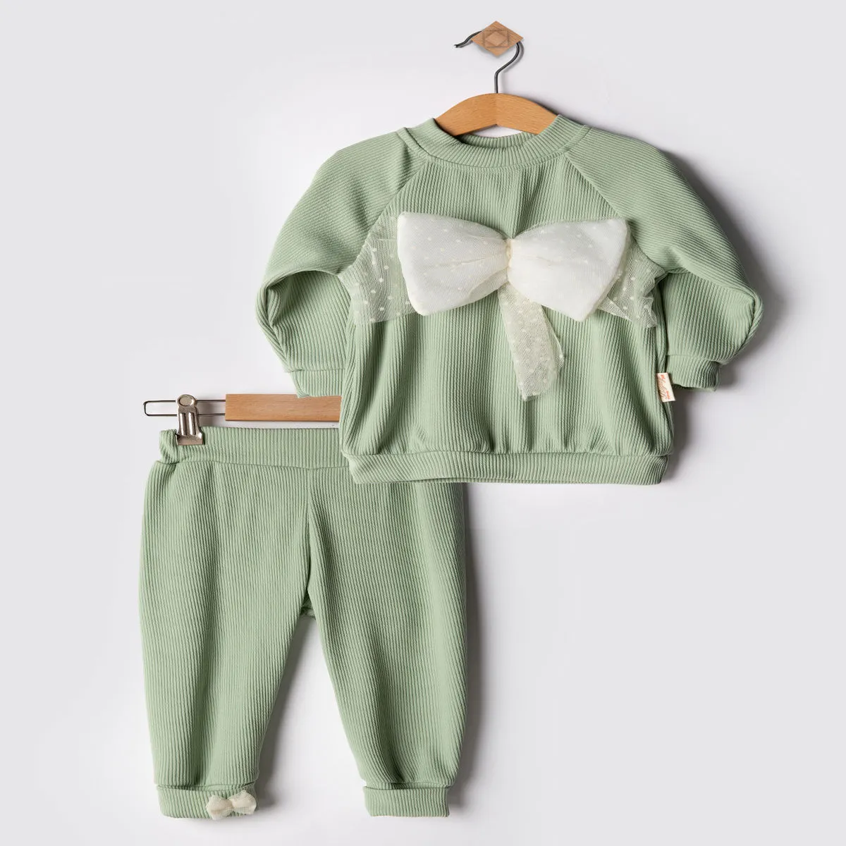 Girls' Outfit Set — Bow detail, Tulle detail, White — 9-12-18-24 months — 2354BB