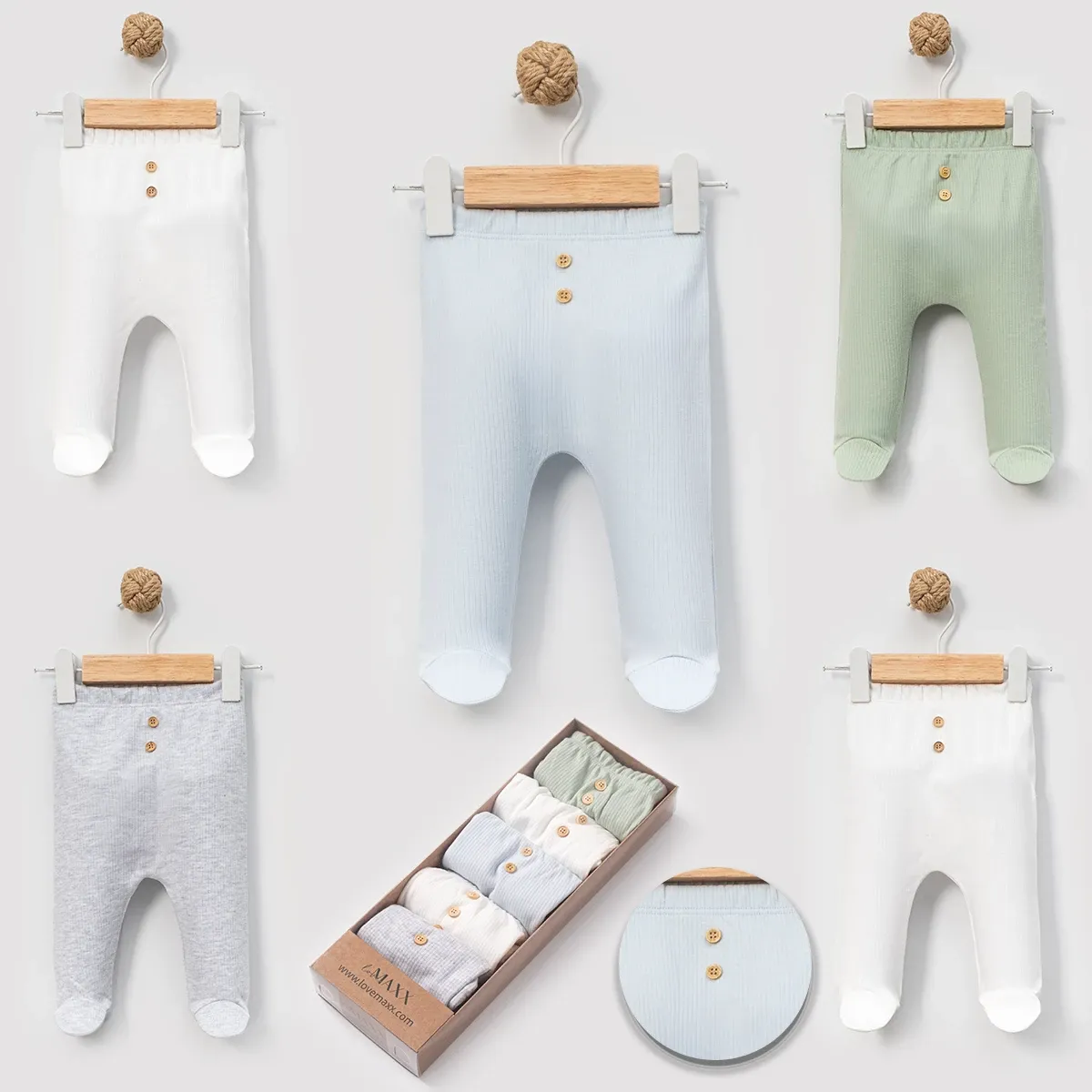 Baby Bottoms — Button fastening, Covered feet — Set pieces: 5 — 0/3-3/6 months — 8013LV