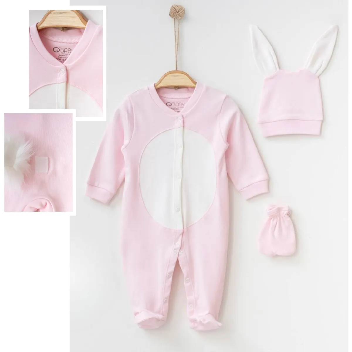 Baby Jumpsuit — Rabbit motif — 0/3-3/6 months — 8000OB
