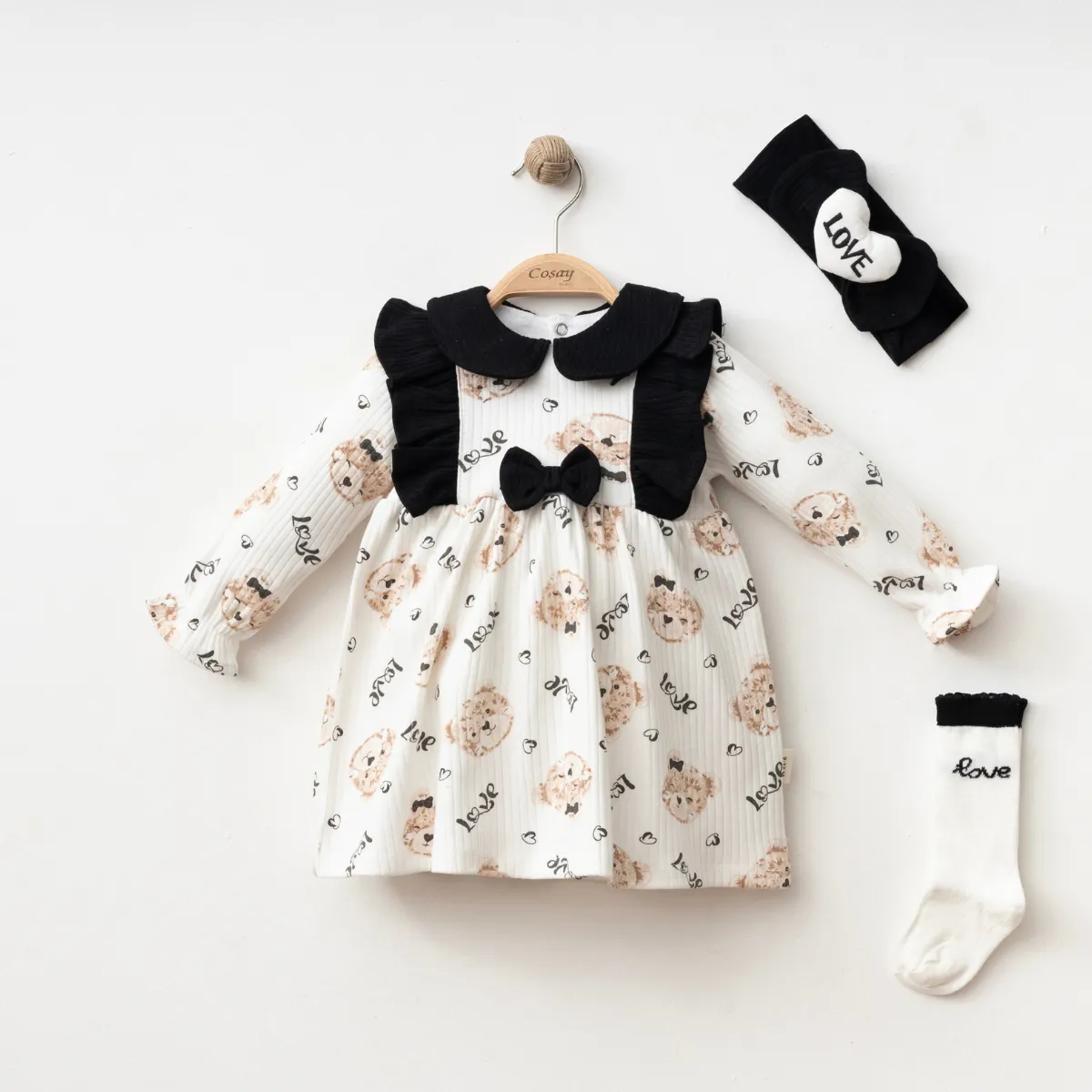 COŞAY BEBE baby girl dress 12–24 months – With hearts with socks