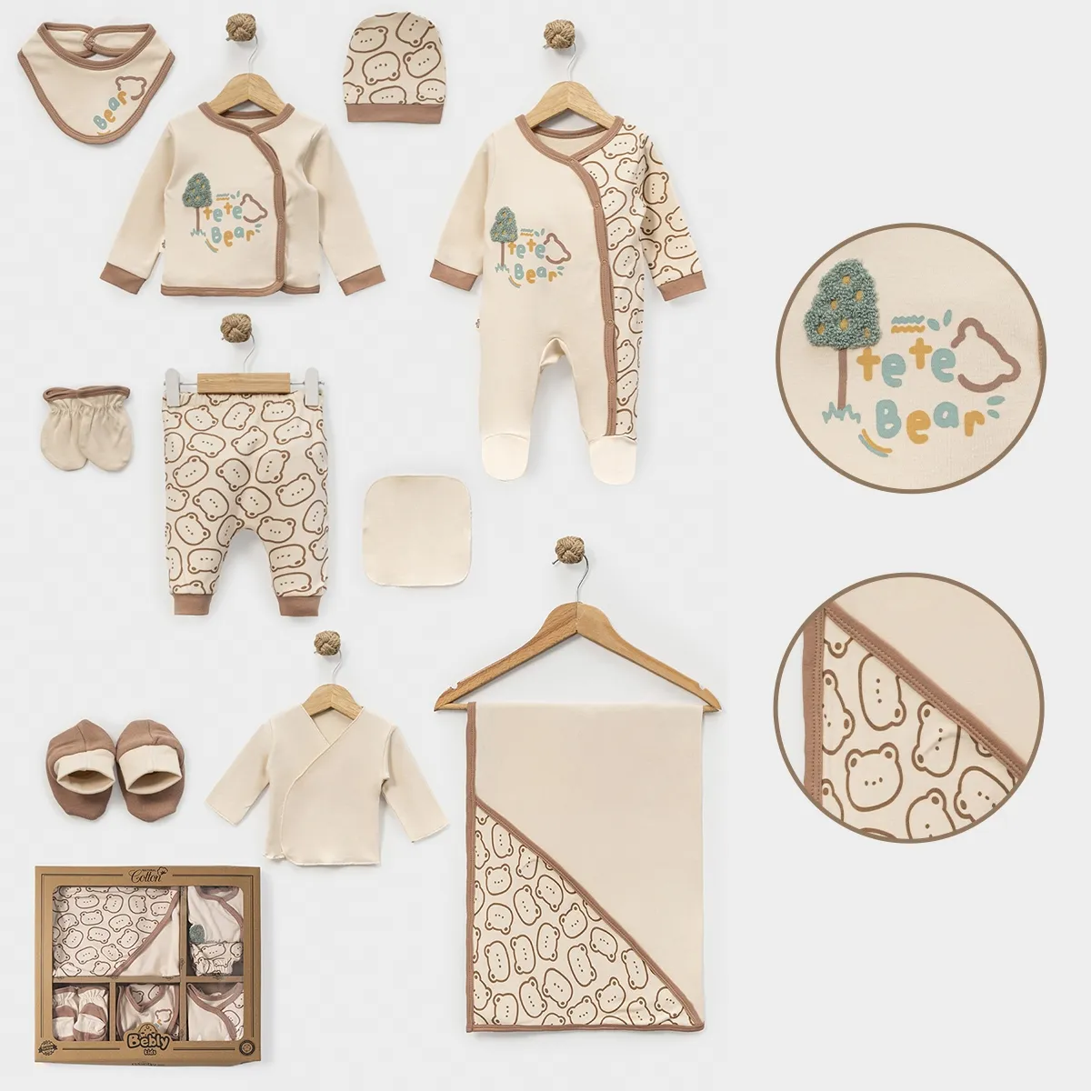 Newborn Going-Home Set — Bear motif — Set pieces: 10 — 3 months — 10028BK
