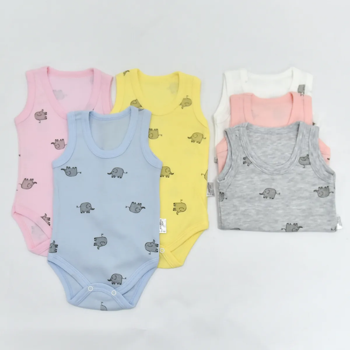 Baby Bodysuit — Elephant motif — 12-18-24-36 months — 2032OK