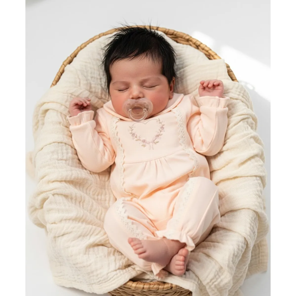 Baby Jumpsuit — Embroidery, Heart motif — 3-6-9 months — 1119MC