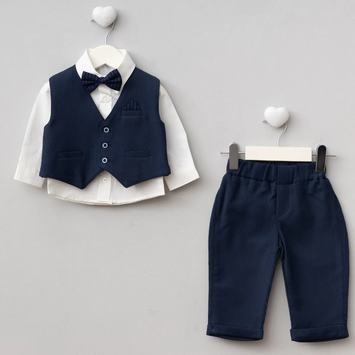 Boys' Outfit Set — Ribbed texture, Collar — 9-12-18-24 months — 5111PG