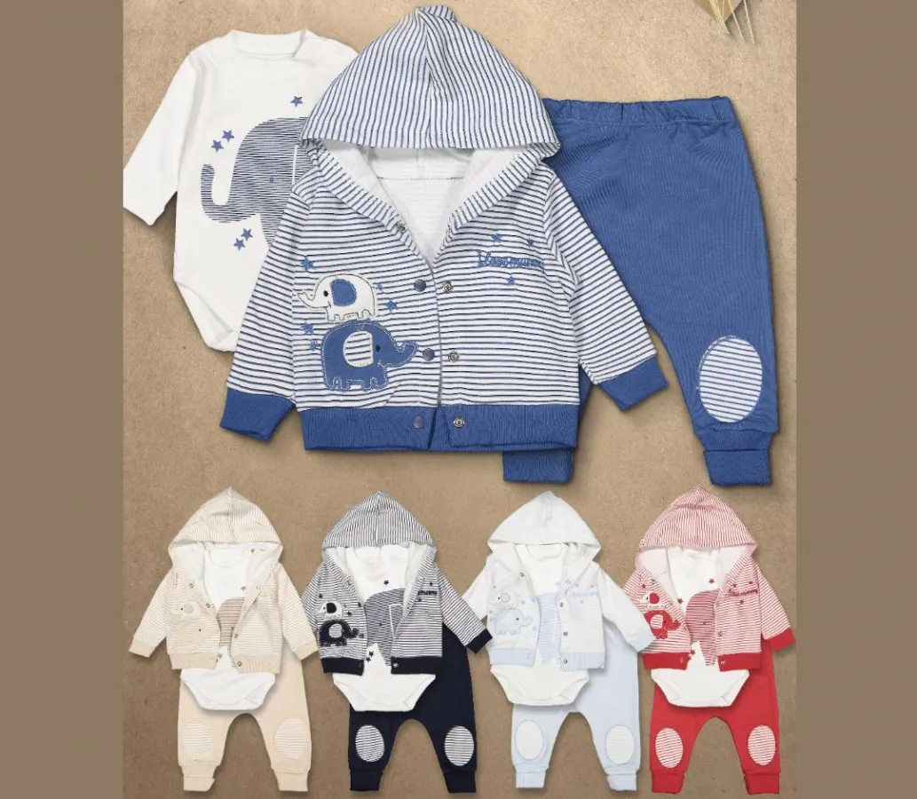 Baby Outfit Set — Elephant motif — 0-3 months — 6353LG