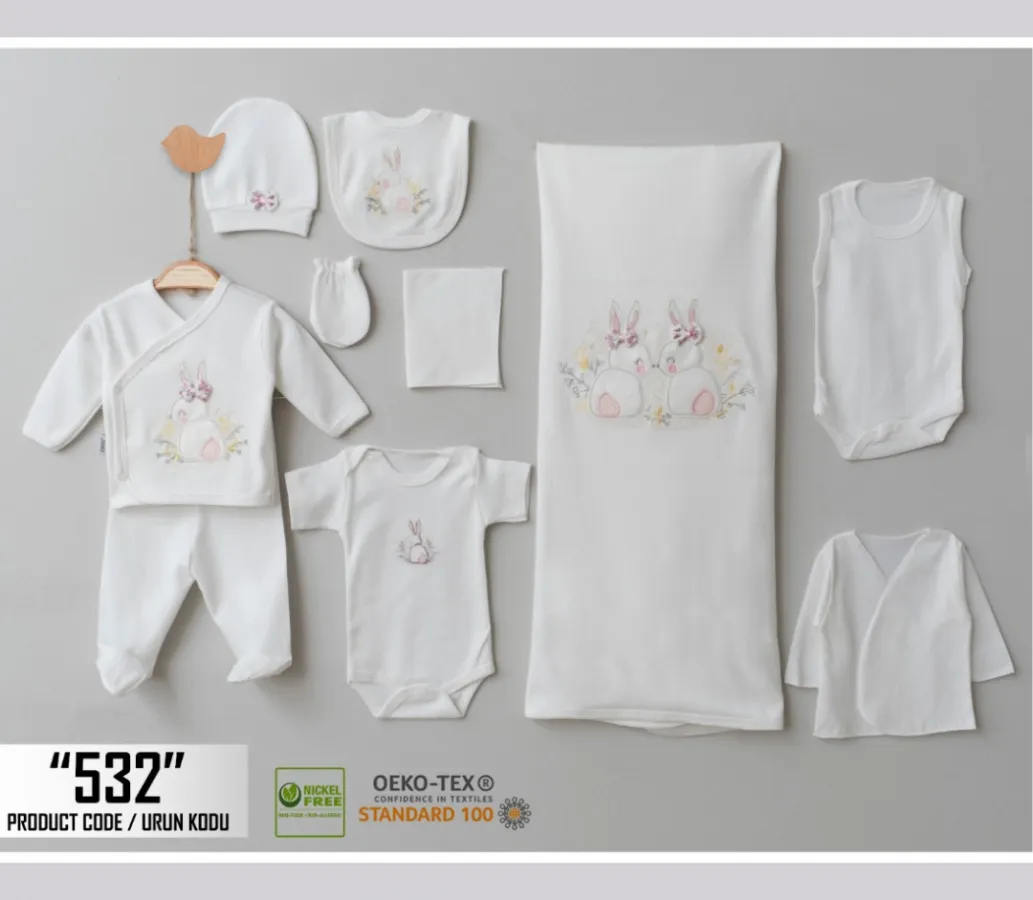 Newborn Going-Home Set — Bow detail — Set pieces: 10 — 0-3 months — 532ZP