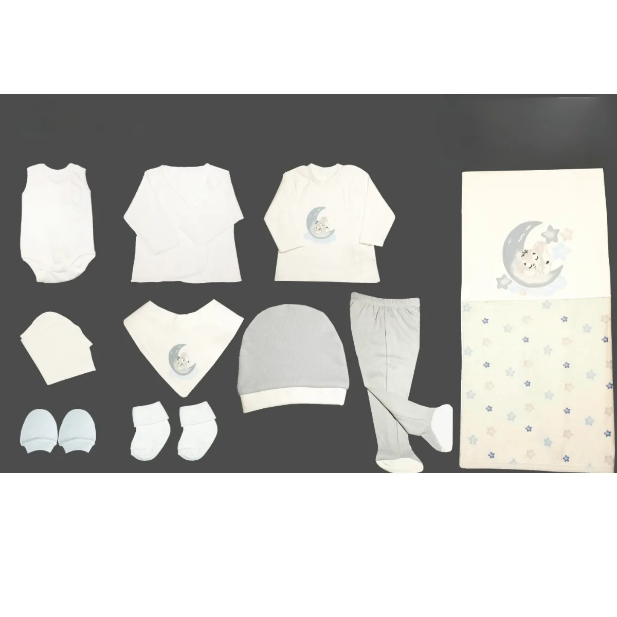 Newborn Going-Home Set — Elephant motif — Set pieces: 10 — 0-3 months — 02NB