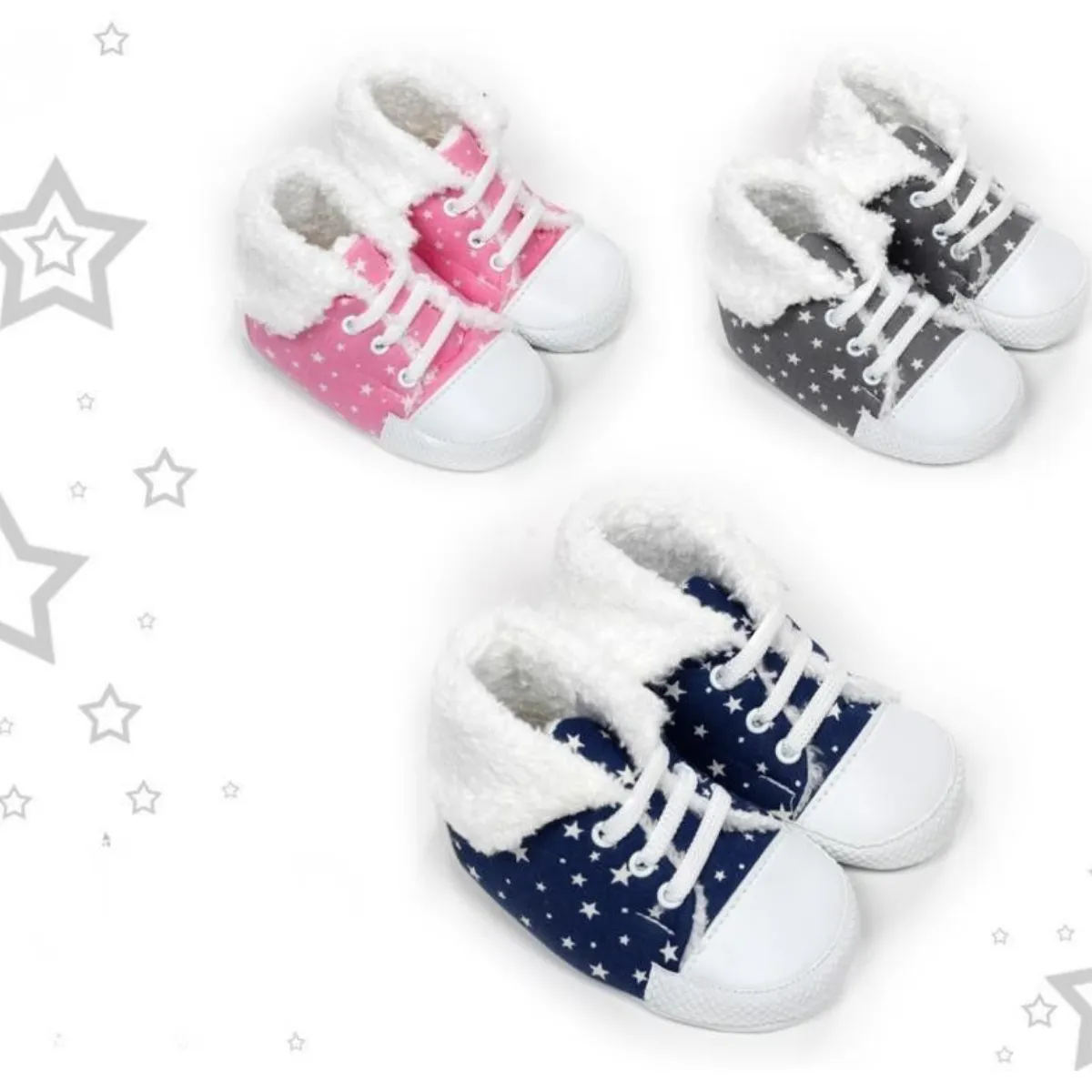 Baby Booties — Star motif, Collar — 18-19 size — 3020Cİ