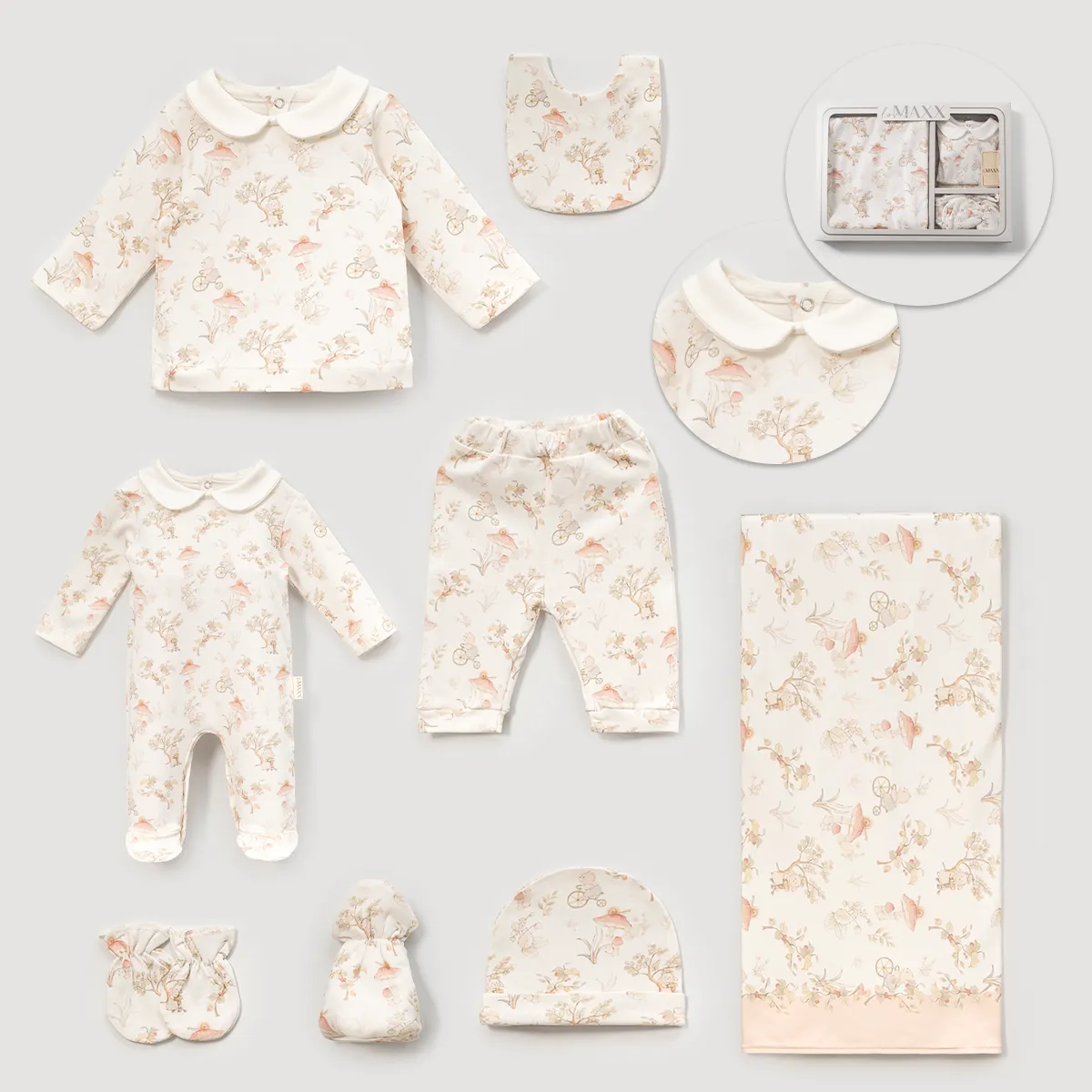 Newborn Going-Home Set — Print, Sleeveless, Boxed packaging — Set pieces: 8 — 0-3 months — 583127LV