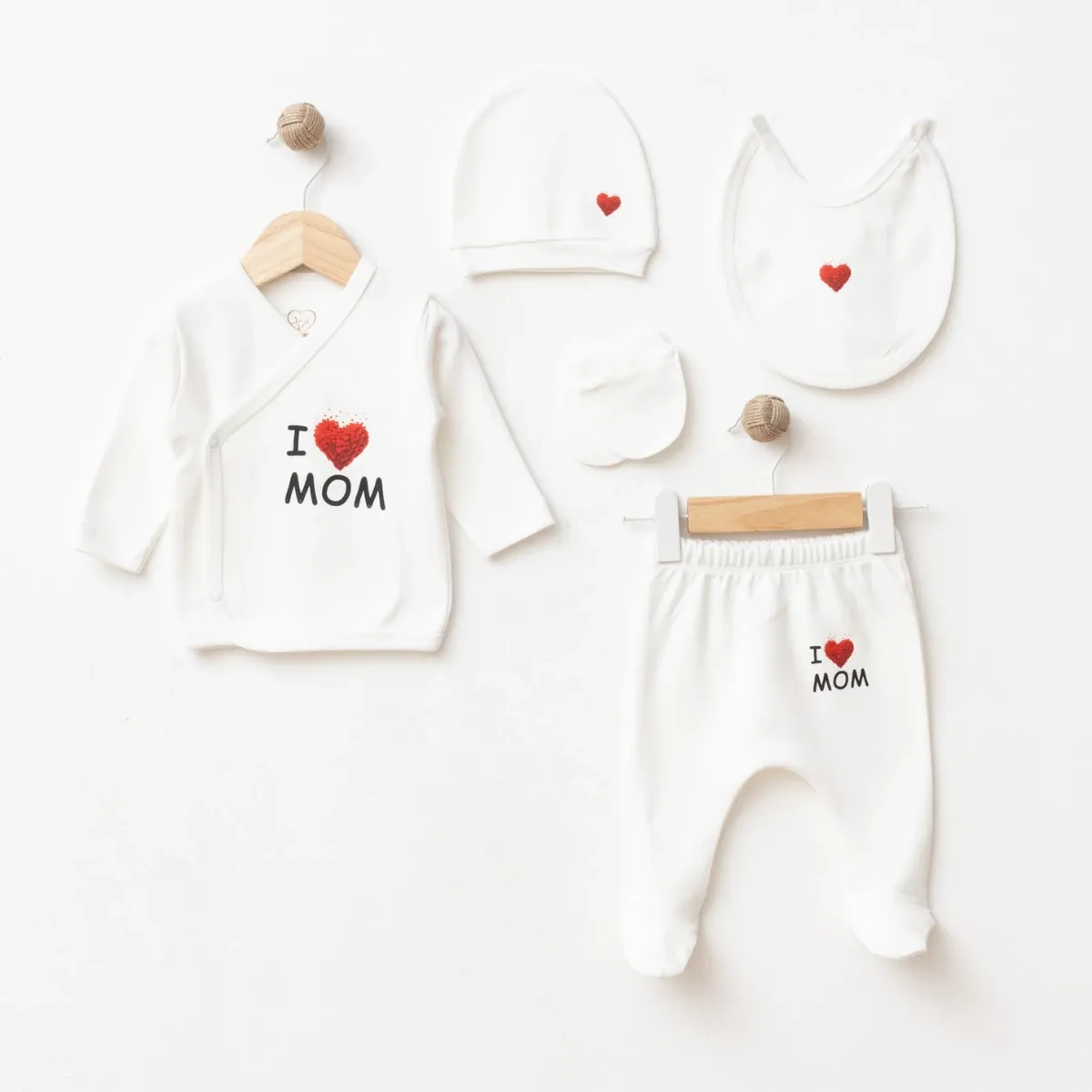 Newborn Going-Home Set — Jersey — I LOVE MOM — Set pieces: 5 — 0-3 months — 5094EB