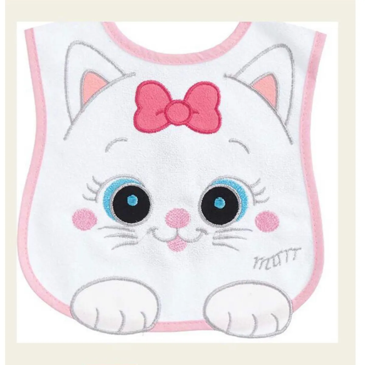 Baby Bib — Embroidery, Cat motif — 6535BD