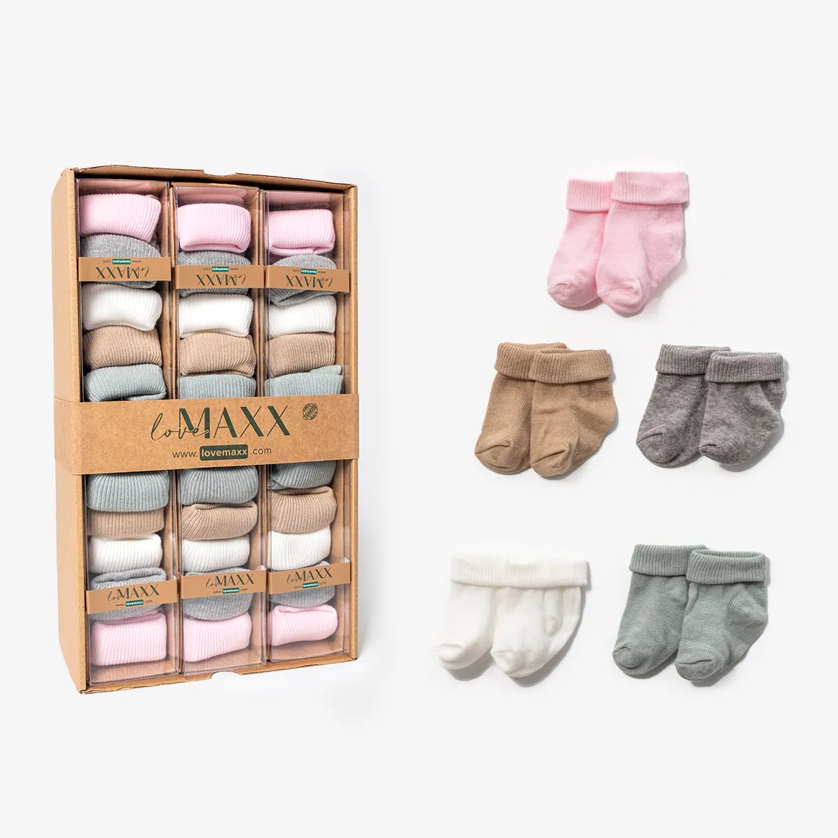 Baby Socks — Set pieces: 5 — Pack quantity: 12 — 0/3-3/6 months — 4989LV