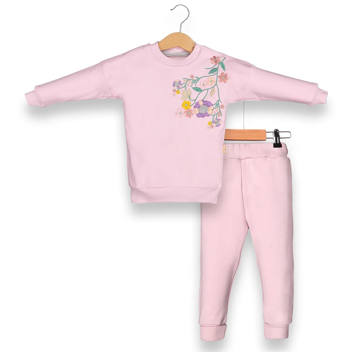 Girls' Outfit Set — Embroidery, Floral motif, White — 9-12-18-24 months — 2174BB