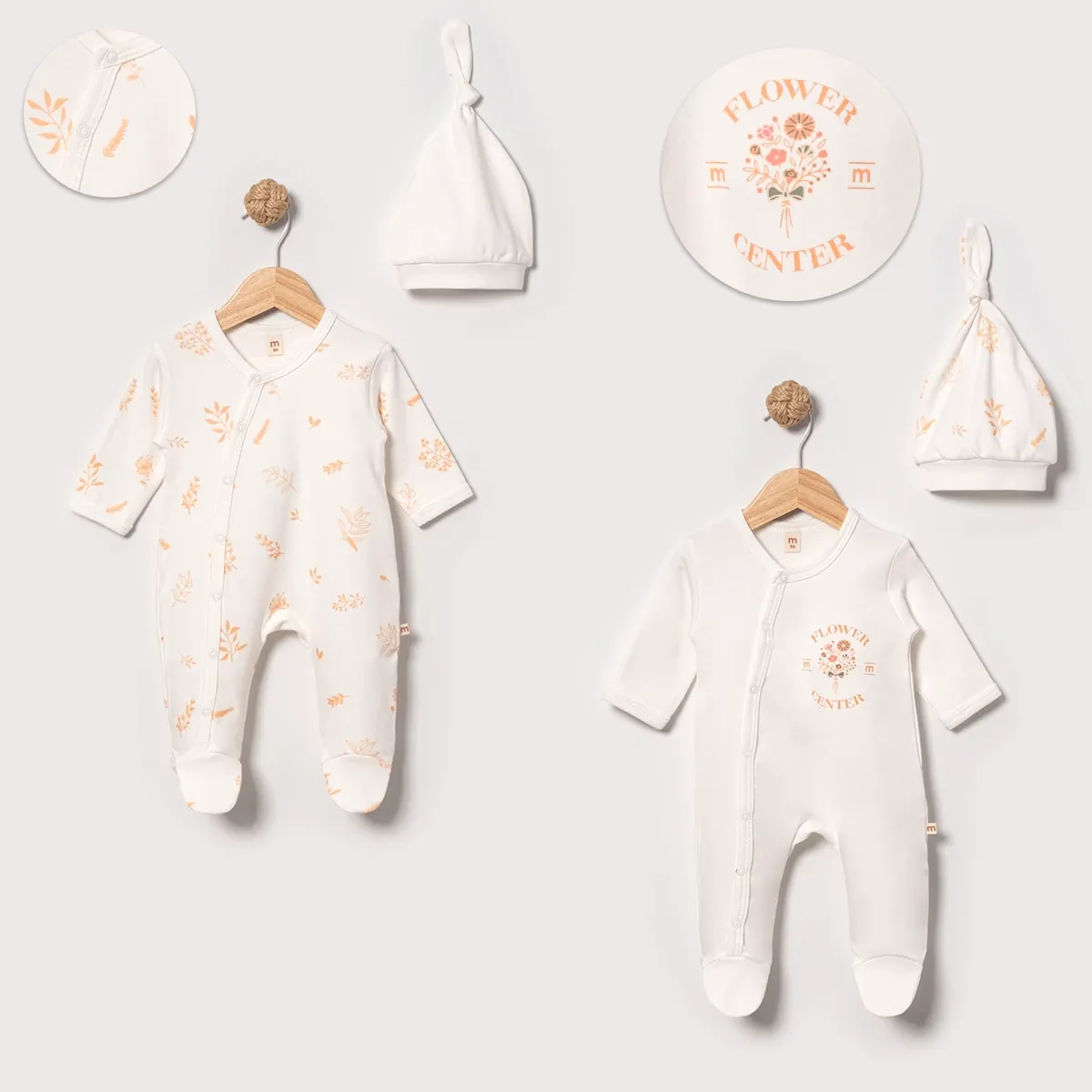 Baby Jumpsuit — Leaf motif — Set pieces: 2 — 3-6 months — 4840MS