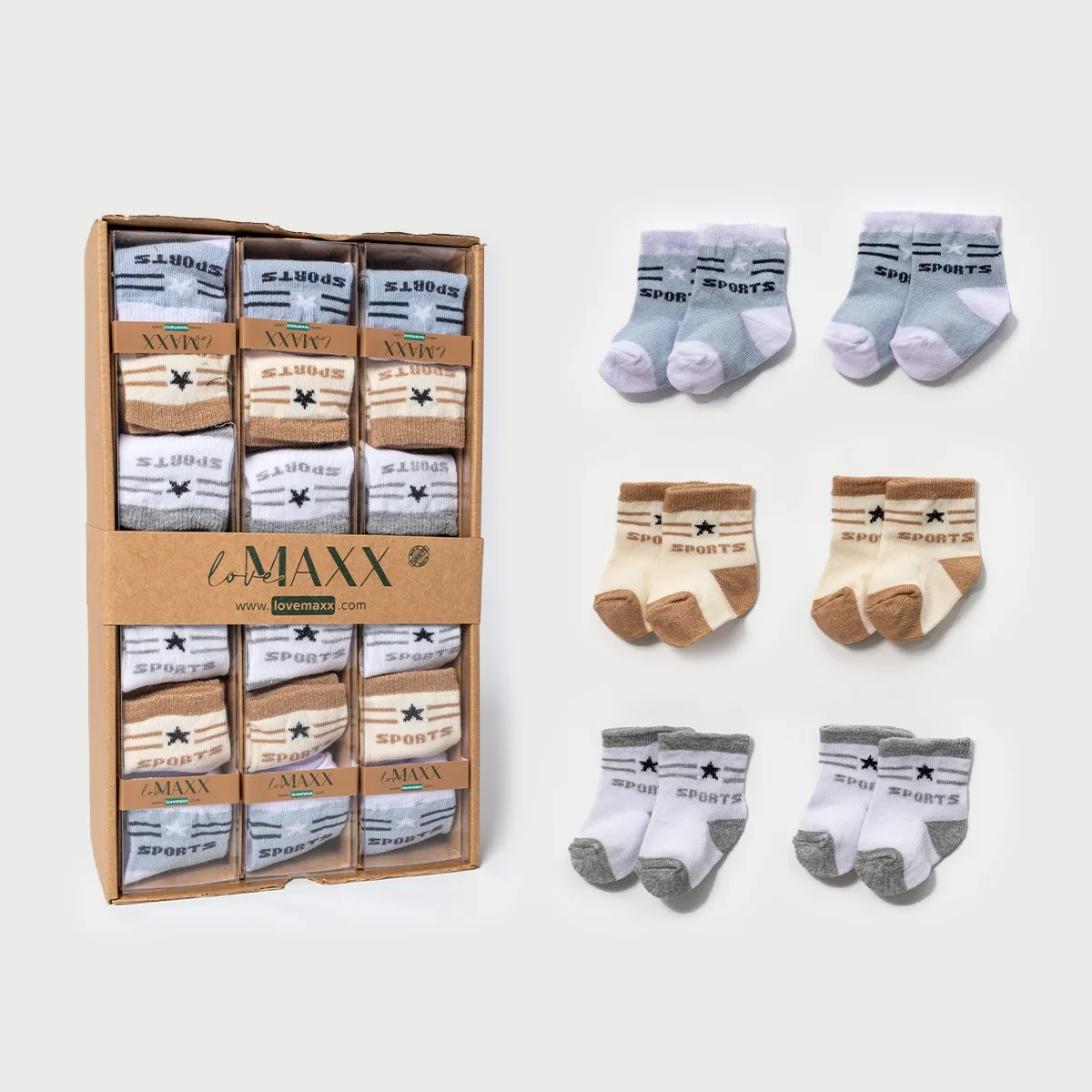 Baby Socks — Set pieces: 5 — Pack quantity: 12 — 0/3-3/6 months — 5019LV