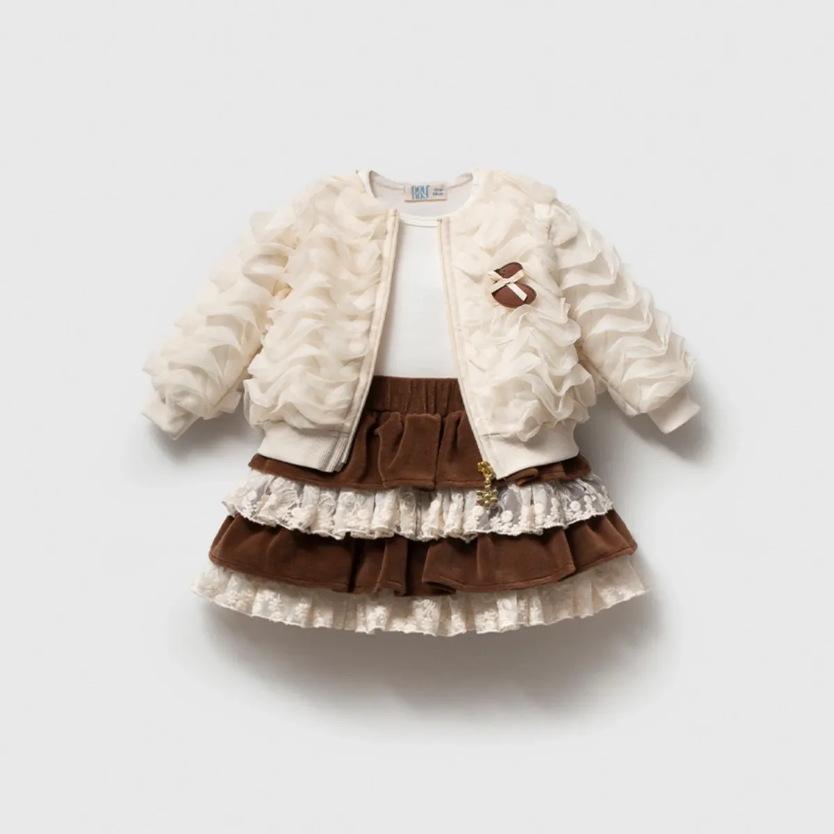 Girls' Outfit Set — Velvet, Ruffle detail — Set pieces: 3 — 9-24 months — 5212NY