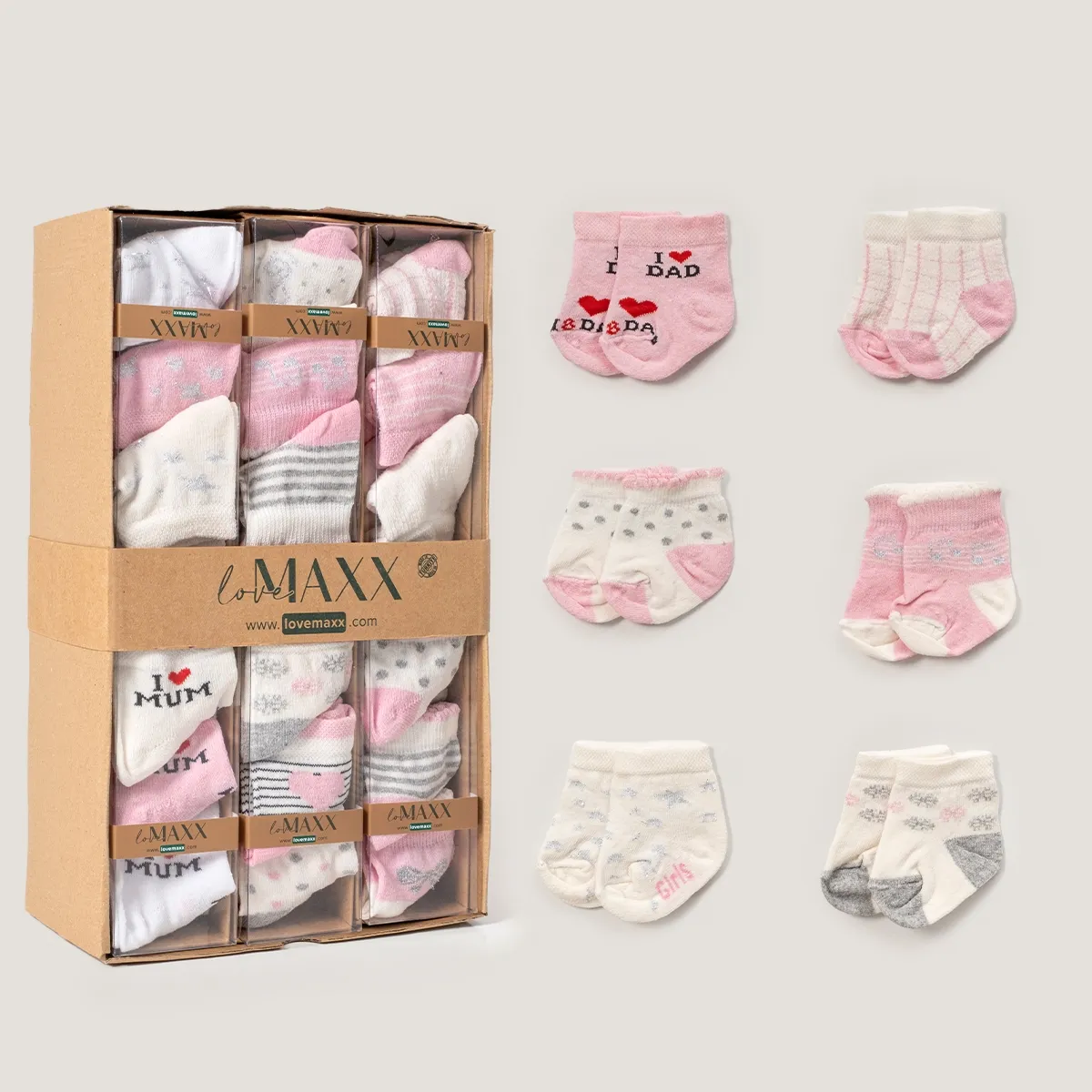 Baby Socks — Set pieces: 6 — Pack quantity: 12 — 0/3-3/6 months — 5026LV
