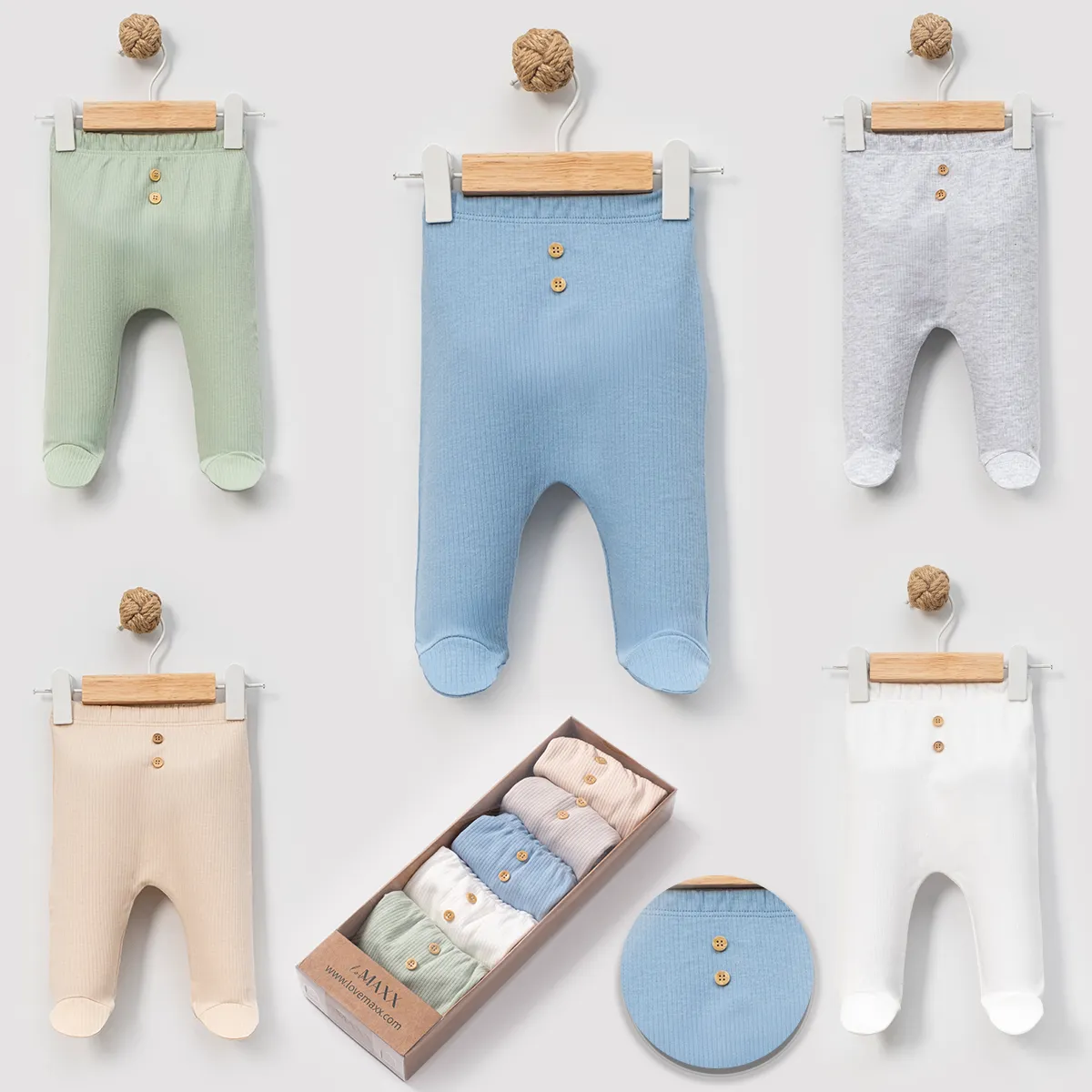 Newborn Going-Home Set — Button fastening, Covered feet — Set pieces: 5 — 0/3-3/6 months — 8014LV