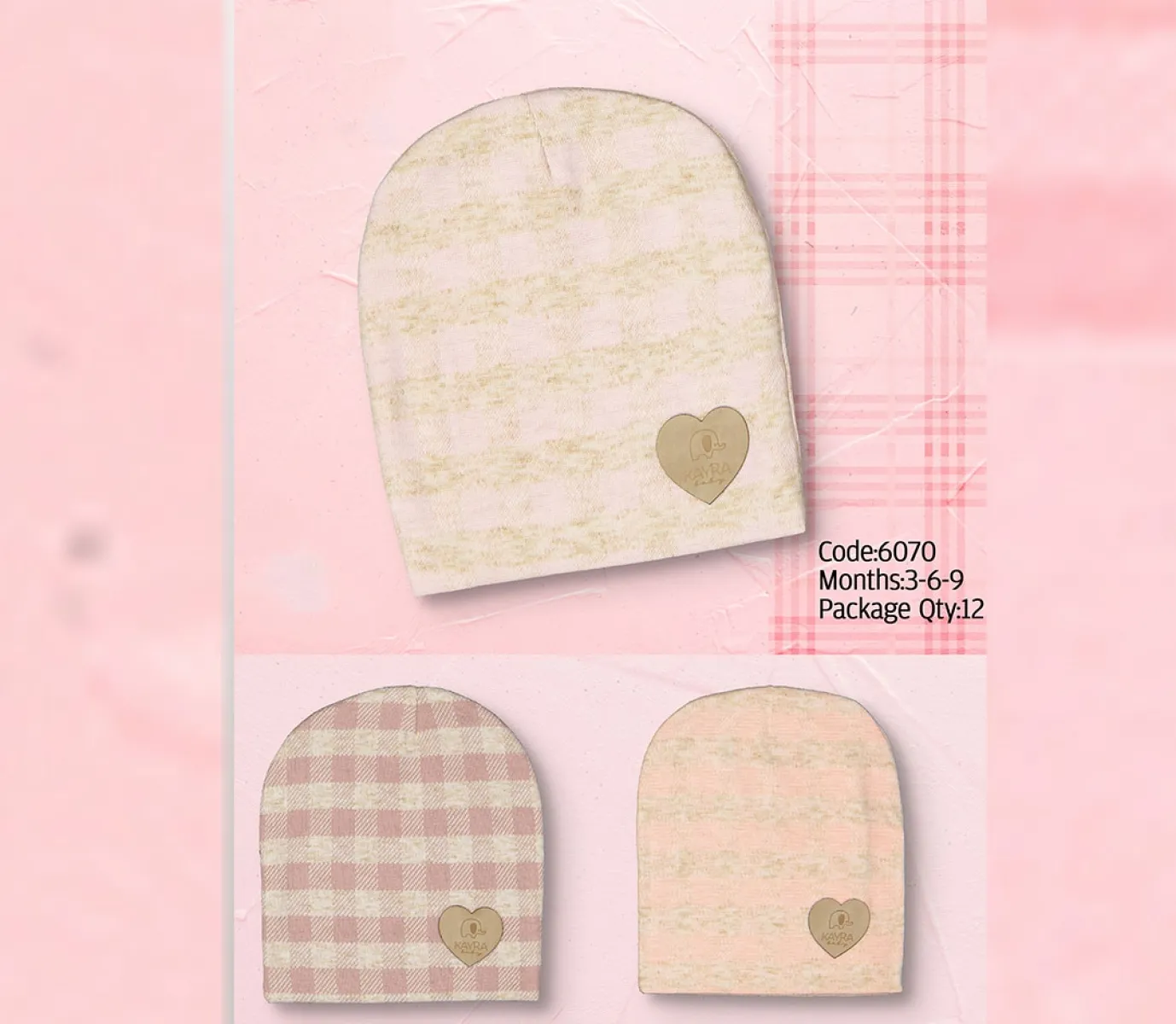 Baby Hat — Check pattern, Jersey — Set pieces: 12 — 3-6-9 months — 6070KB