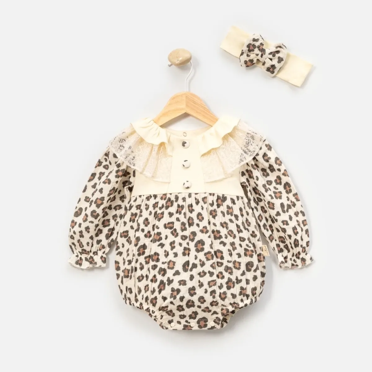 Baby Romper — Muslin, Leopard pattern — 6-9-12 months — 1150MC