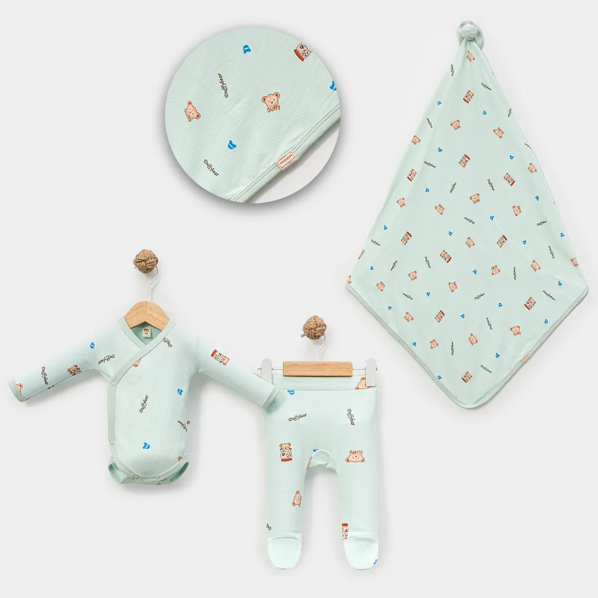 Baby Sets with Blanket — Bear motif, Wrap design — Set pieces: 3 — 3-6 months — 5008MS