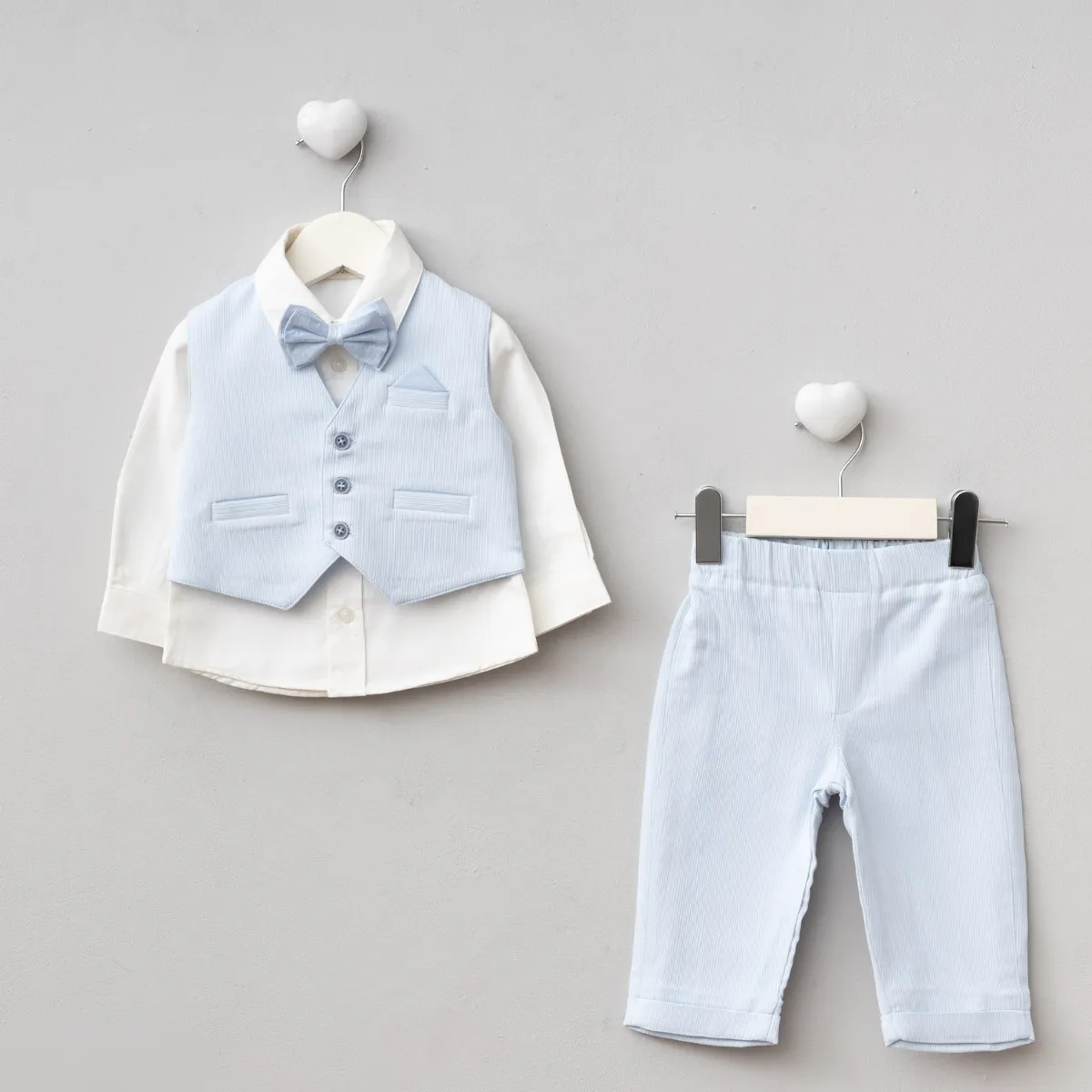 Boys' Outfit Set — Ribbed texture, Collar — 9-12-18-24 months — 5112PG