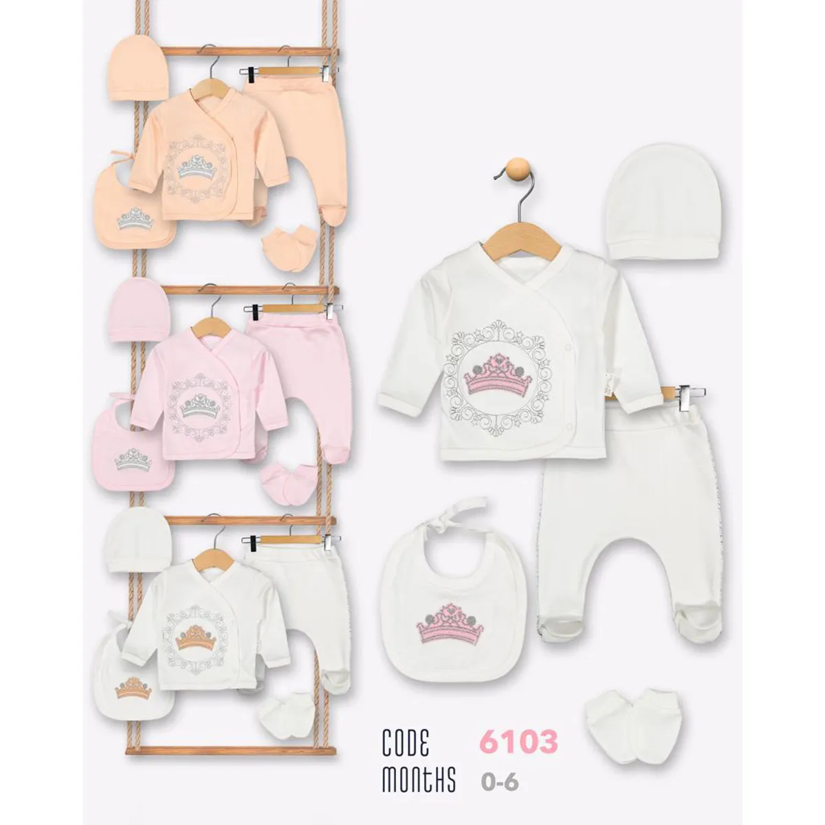 Newborn Going-Home Set — White — Set pieces: 5 — 0-3 months — 6103BB