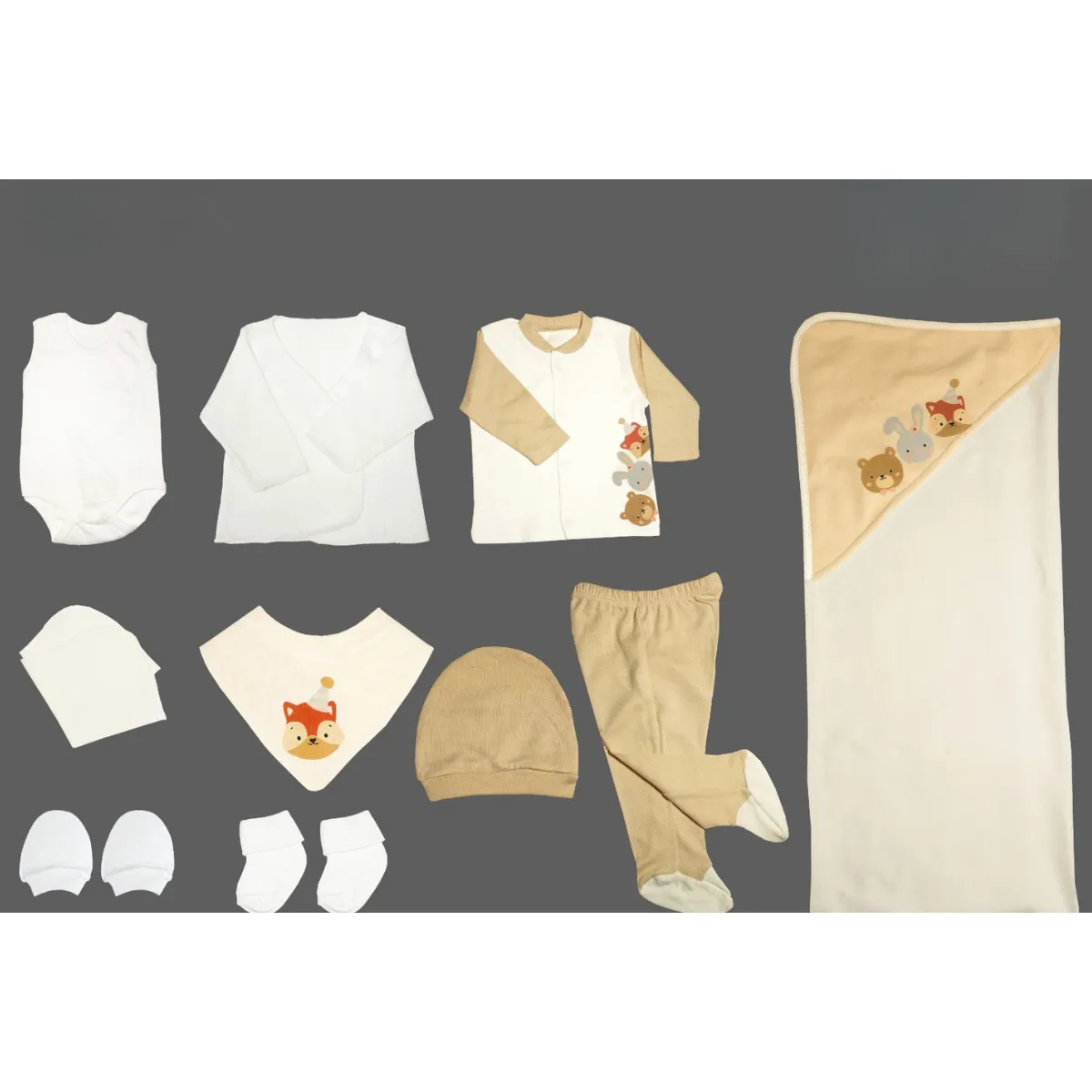 Newborn Going-Home Set — Bear motif, Rabbit motif — Set pieces: 10 — 0-3 months — 01NB