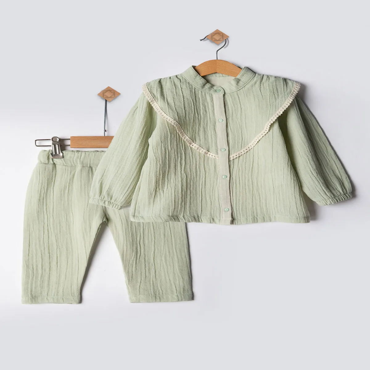 Girls' Outfit Set — Muslin, Lace detail, White — 9-12-18-24 months — 2412BB