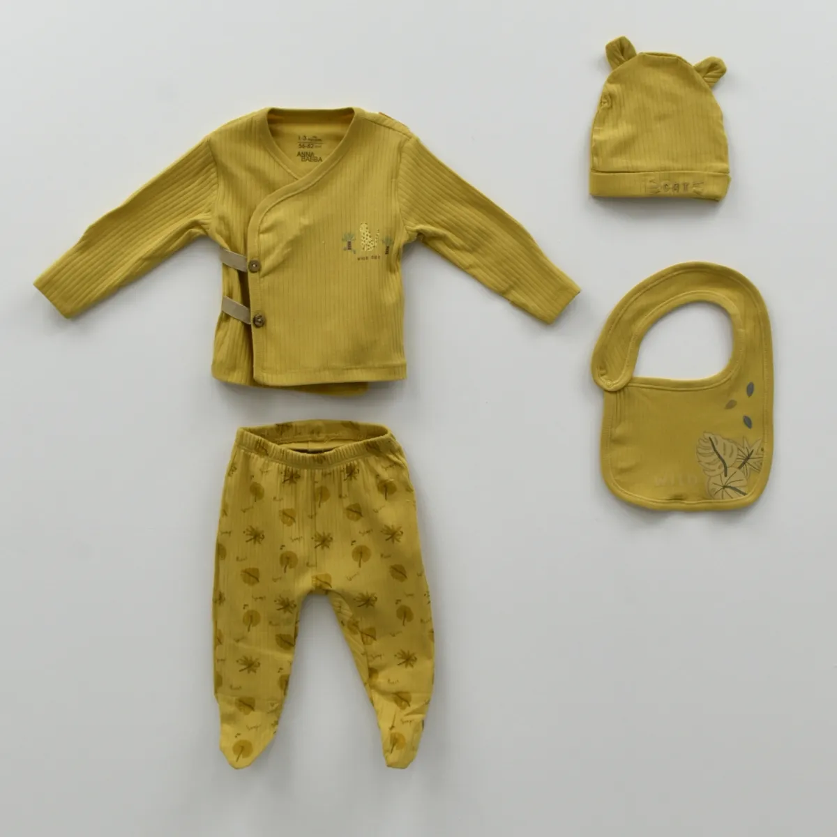 Newborn Going-Home Set — Cat motif — WILD CAT — Set pieces: 4 — 1-3 months — 2554AN