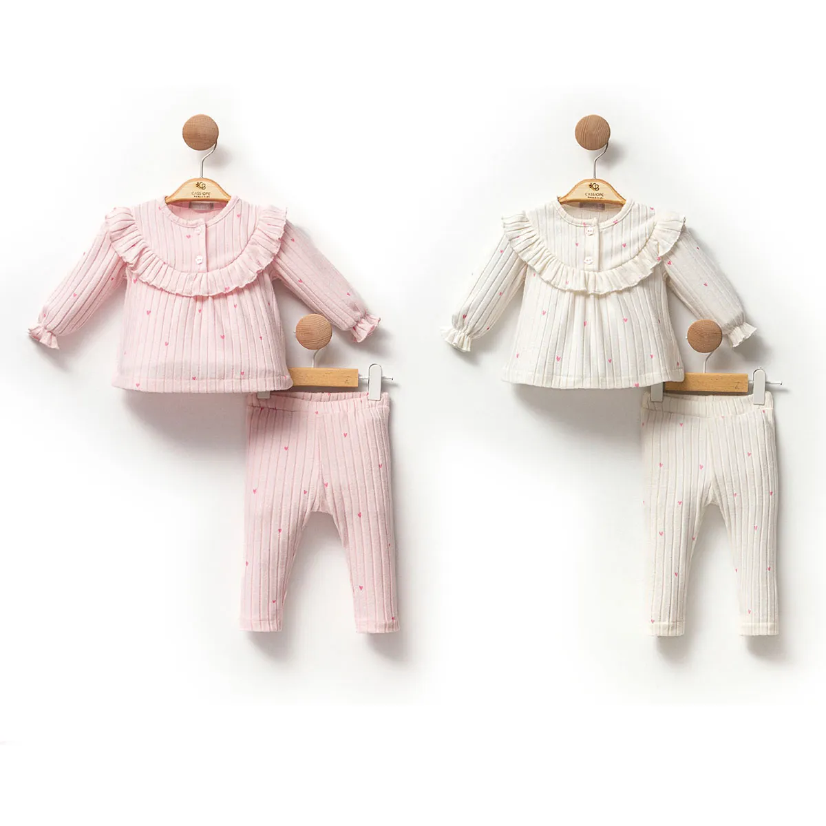 Girls' Outfit Set — Heart motif, Ribbed texture — 6-9-12 months — 474789CS