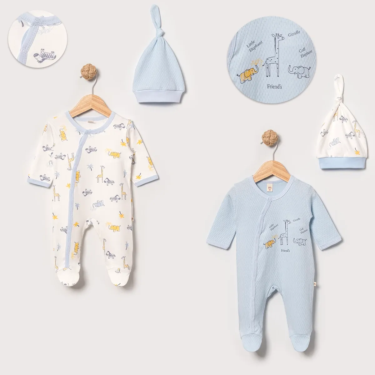 Baby Jumpsuit — Print, Elephant motif, Sleeveless — Set pieces: 2 — 0/3-3/6 months — 46151MS