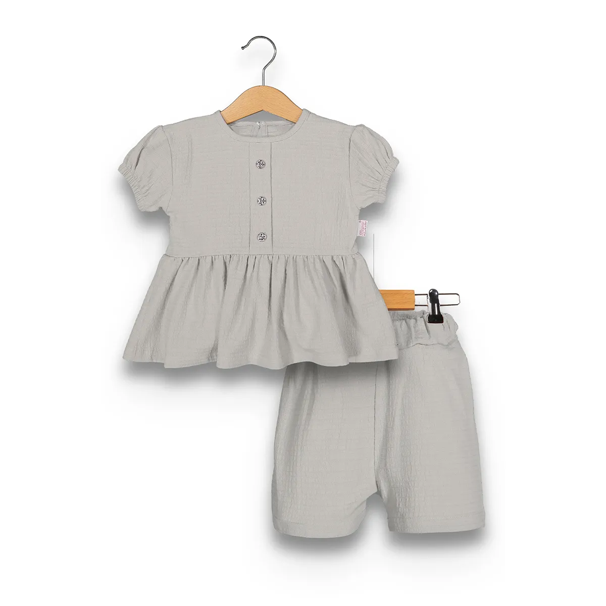Girls' Outfit Set — Muslin, Button fastening, White — 9-12-18-24 months — 2211BB