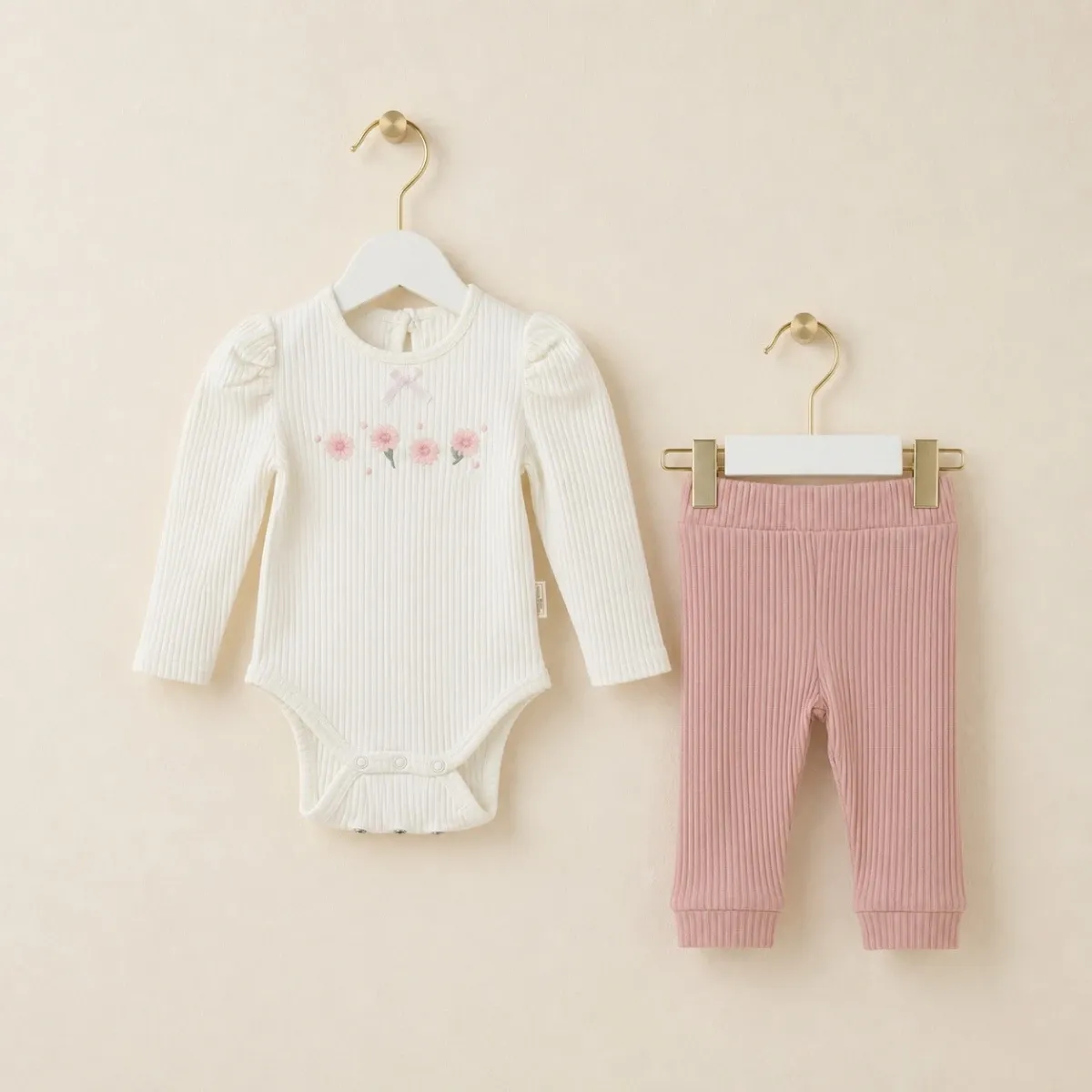 Girls' Outfit Set — Floral motif — 3-6-9-12 months — 2621ME