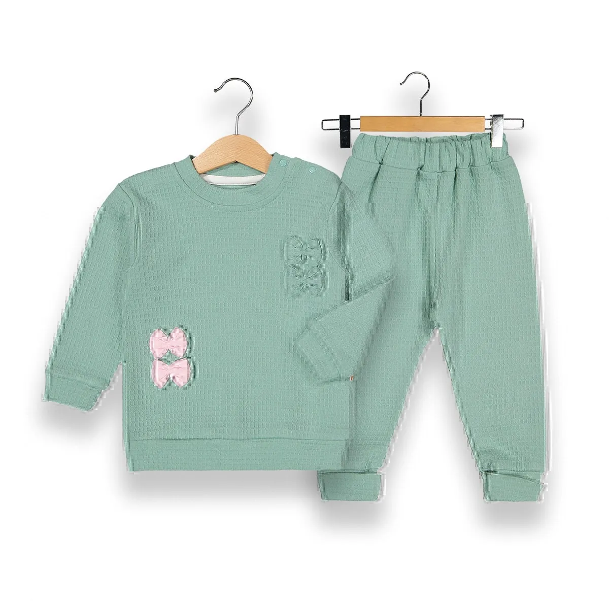 Baby Outfit Set — Bow detail, Jacquard — 2083BB