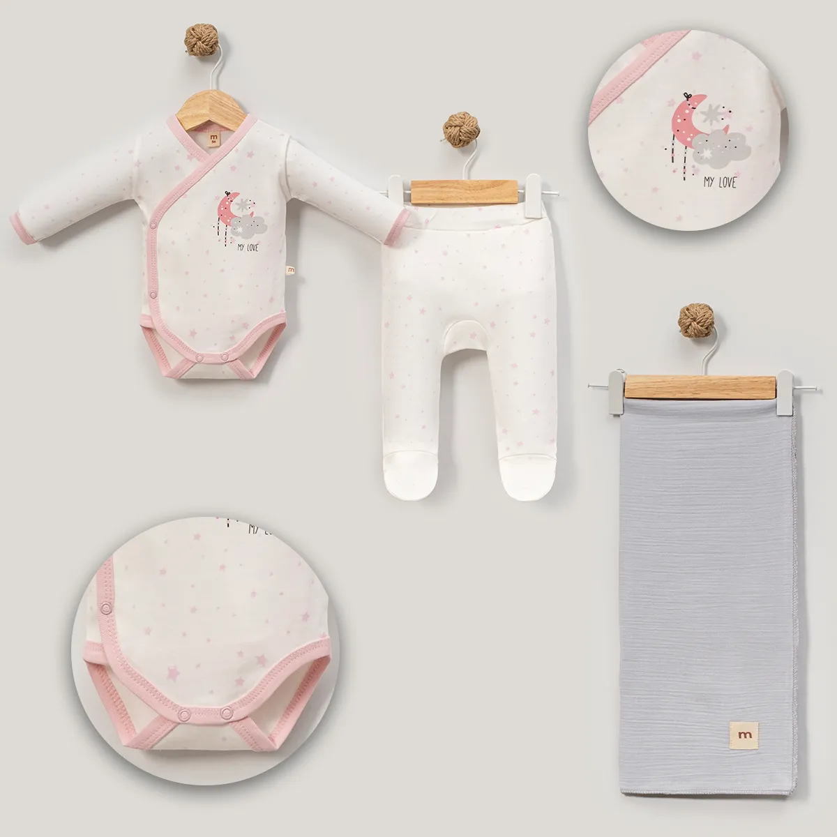 Baby Sets with Blanket — Elephant motif, Star motif — 3-6 months — 5056MS