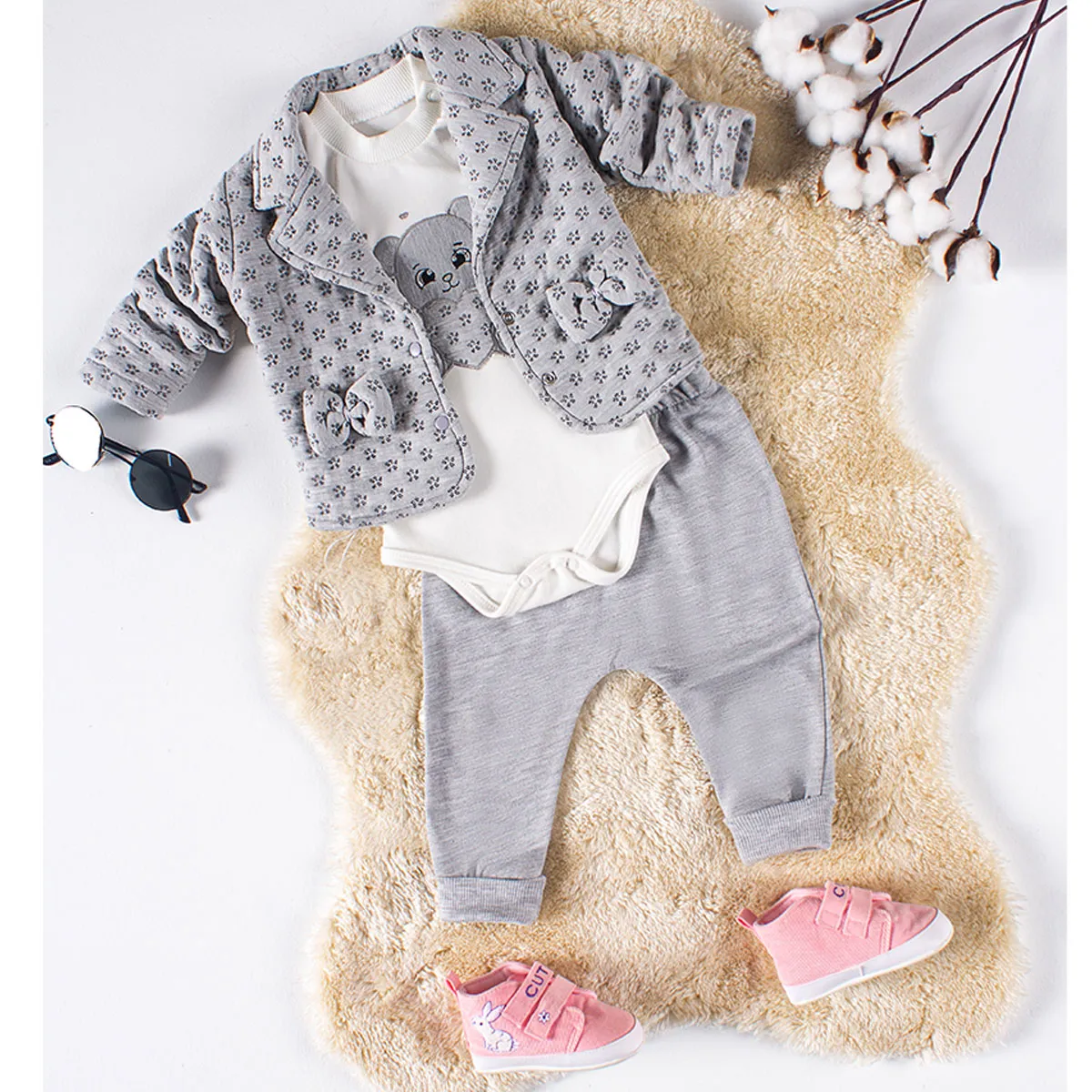 Girls' Outfit Set — Bow detail — Set pieces: 3 — 3-6-9 months — 1047PL
