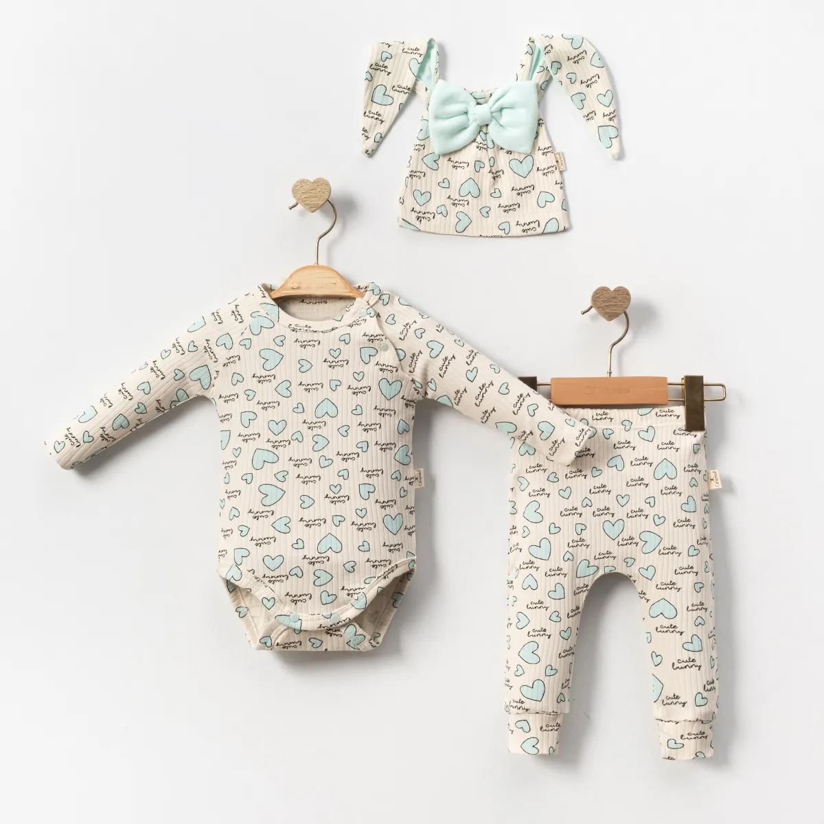Girls' Outfit Set — Rabbit motif — Set pieces: 3 — 6-9-12 months — 4039MC