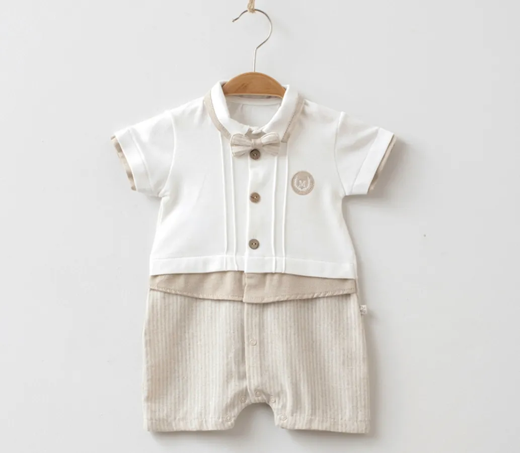 Baby Jumpsuit — Embroidery, Linen — 3-6-9-12 months — 3698MY