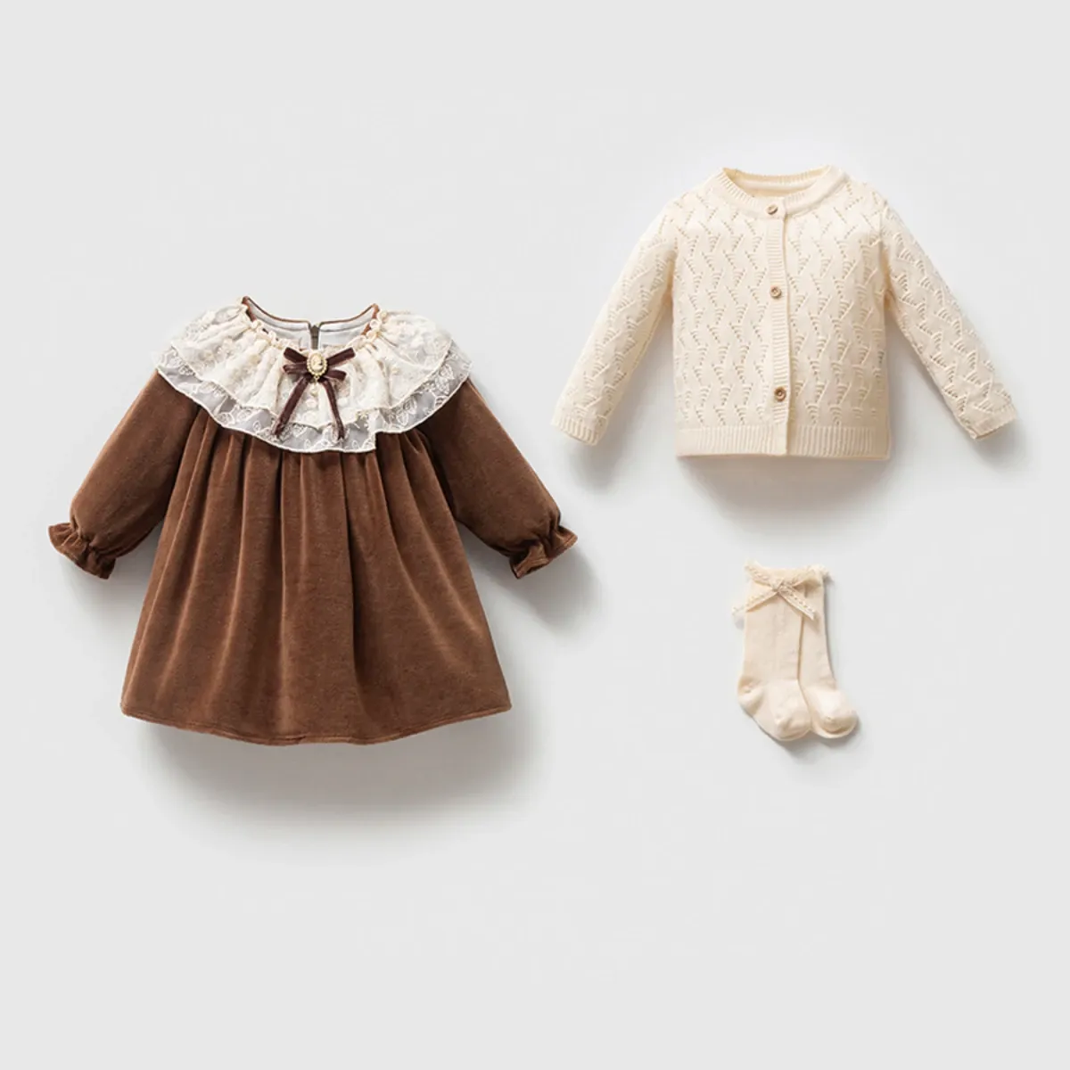 Dress — Knit fabric, Velvet — 3-6 months — 9304NY