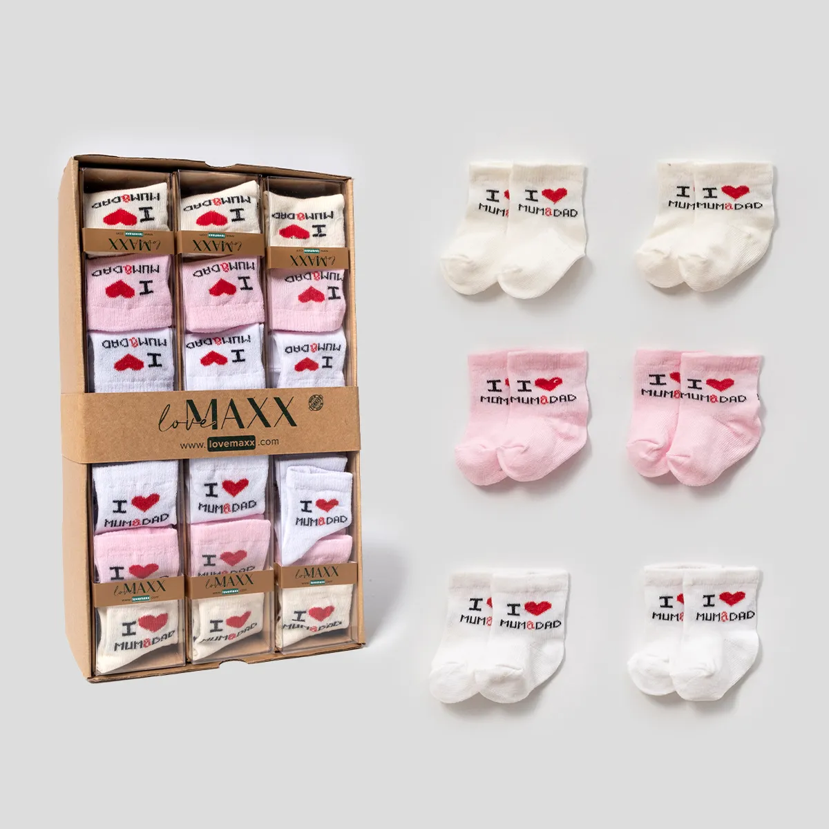 Baby Socks — MOM DAD — Set pieces: 6, 12 — 0/3-3/6 months — 4986LV